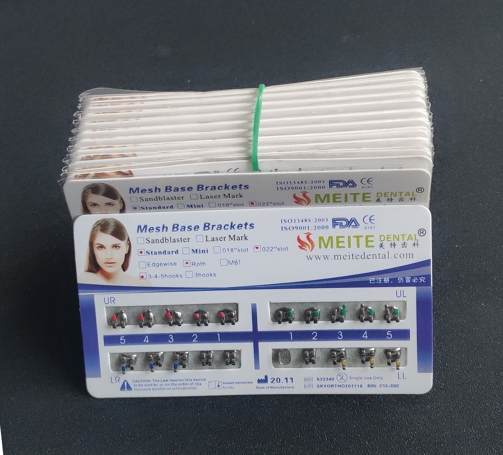 10 Packs Dental Orthodontic Metal Bracket Braces Standard Roth MBT Mesh Base