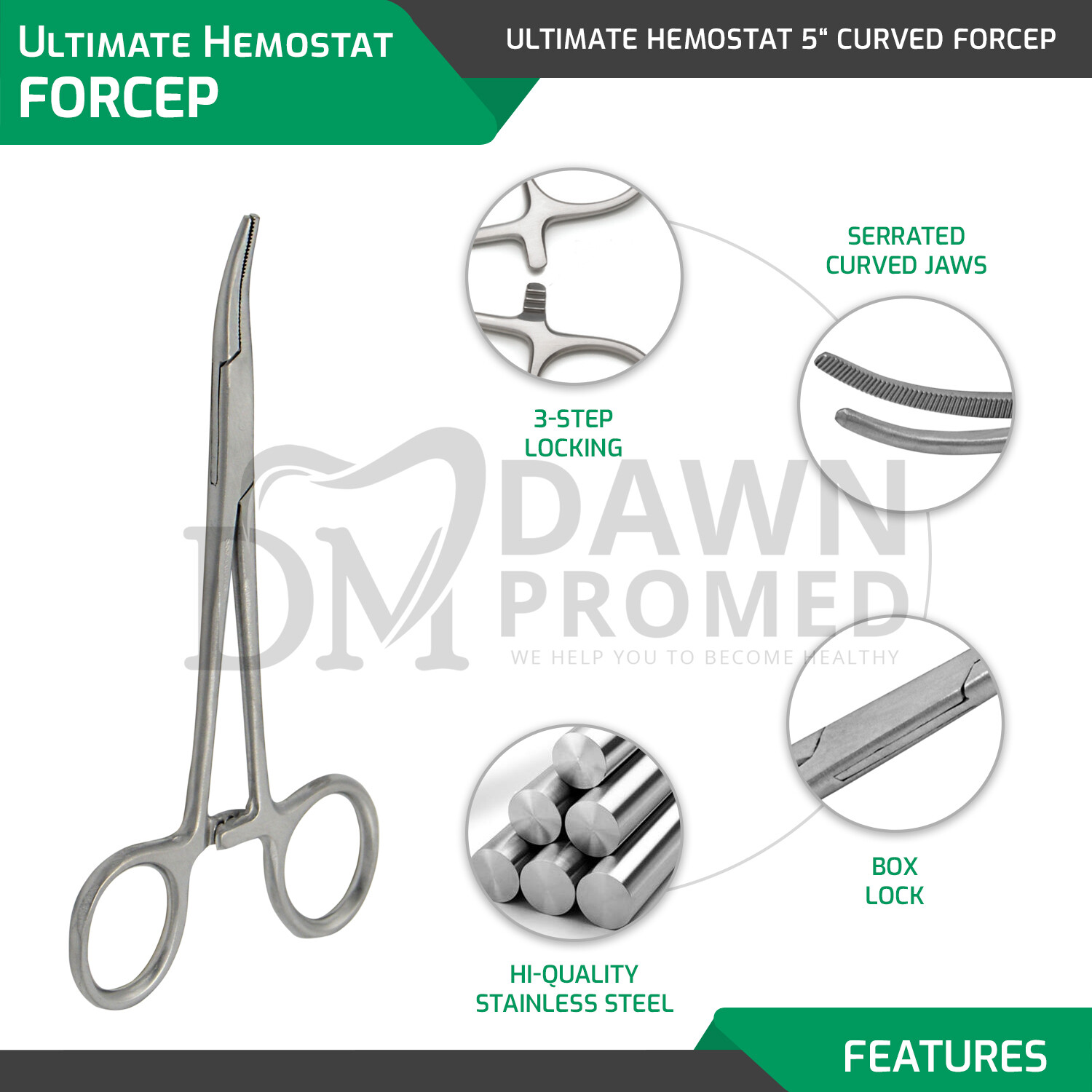 2 Pcs Fishing Set 5″ Locking Clamps Hemostat Forceps Straight & Curved German G