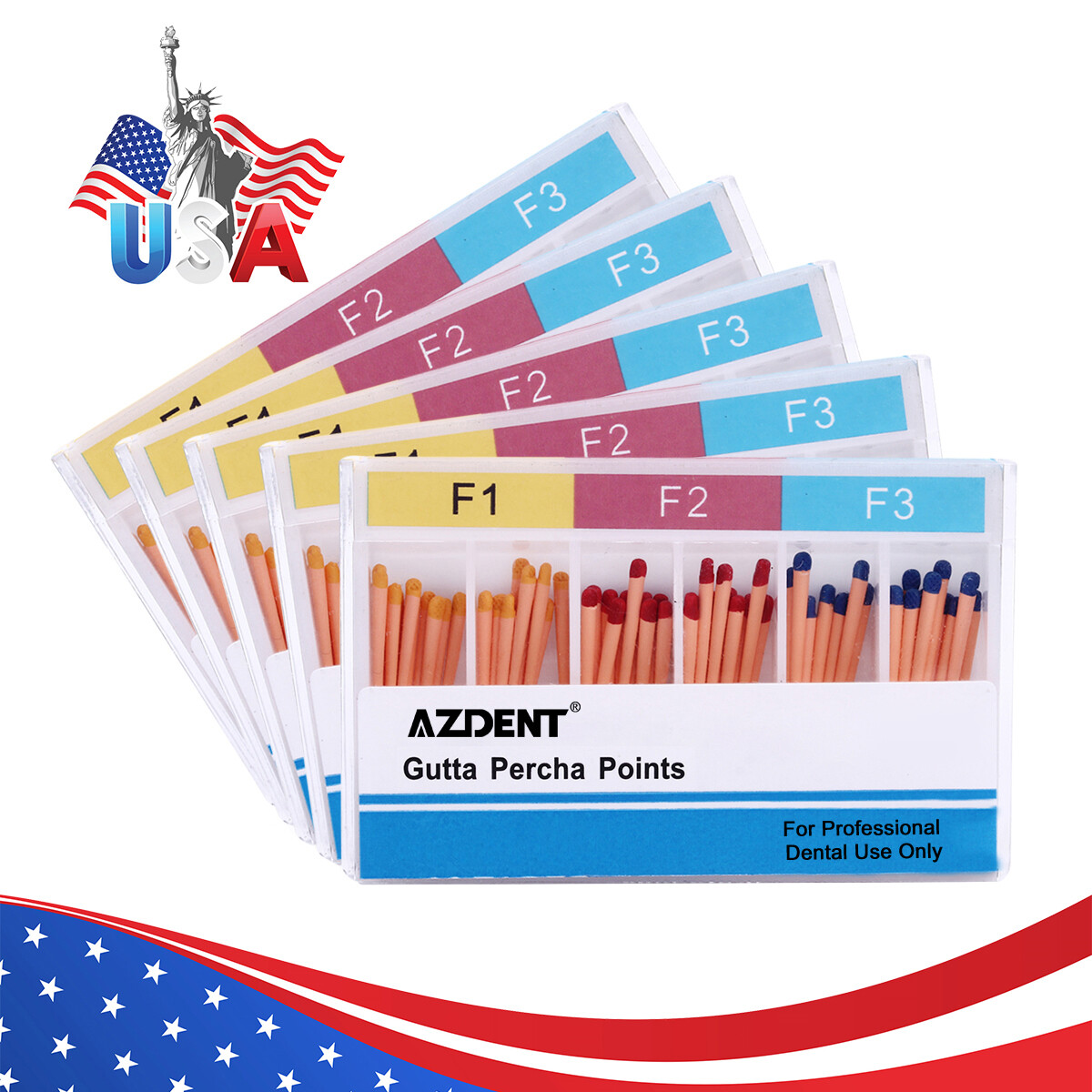 60pcs Dental Gutta Percha Points Endo Root Canal Obturating Tips Bars Taper