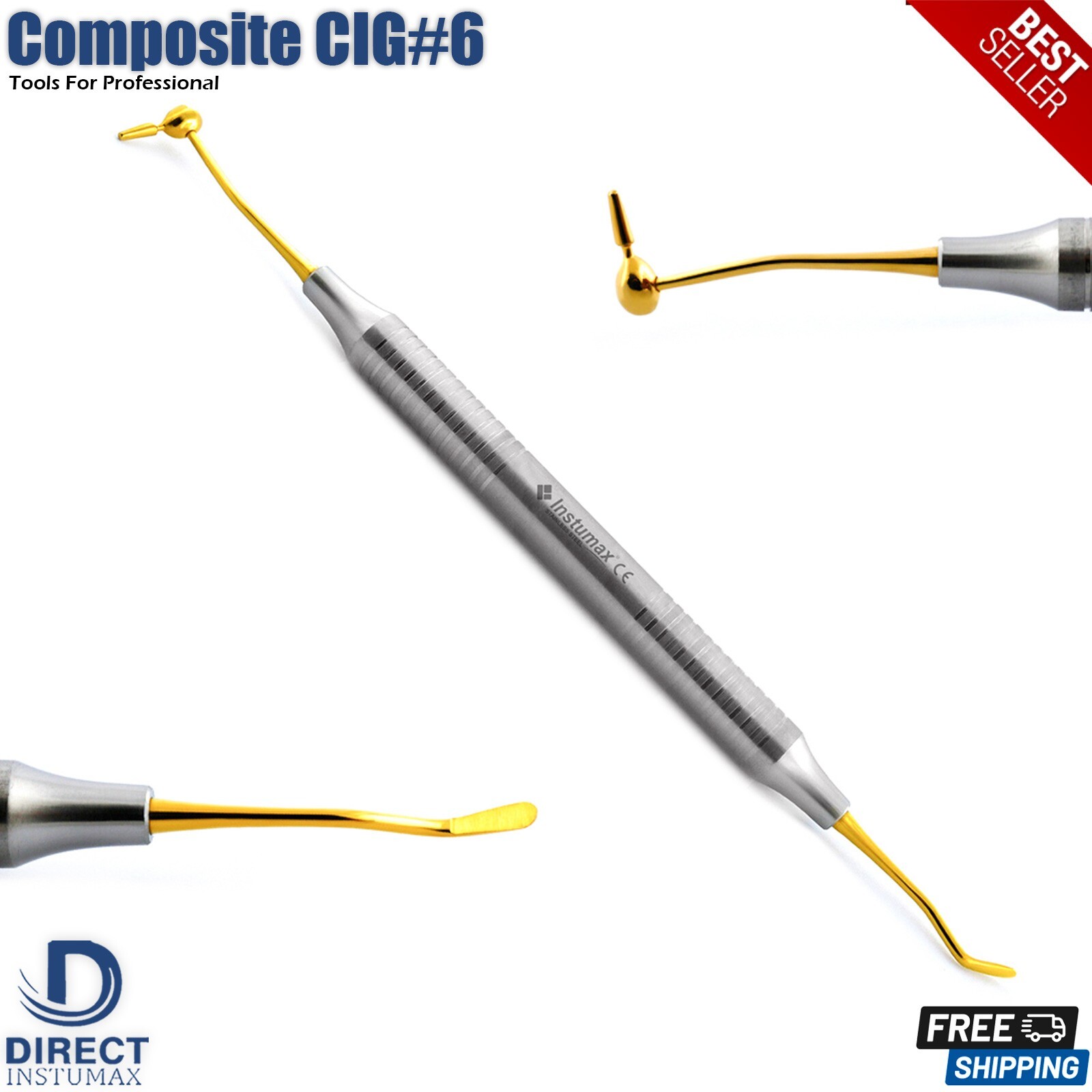 Dental Composite Filling Kit 5Pcs Restorative Instruments Cig#6 Cement Spatula