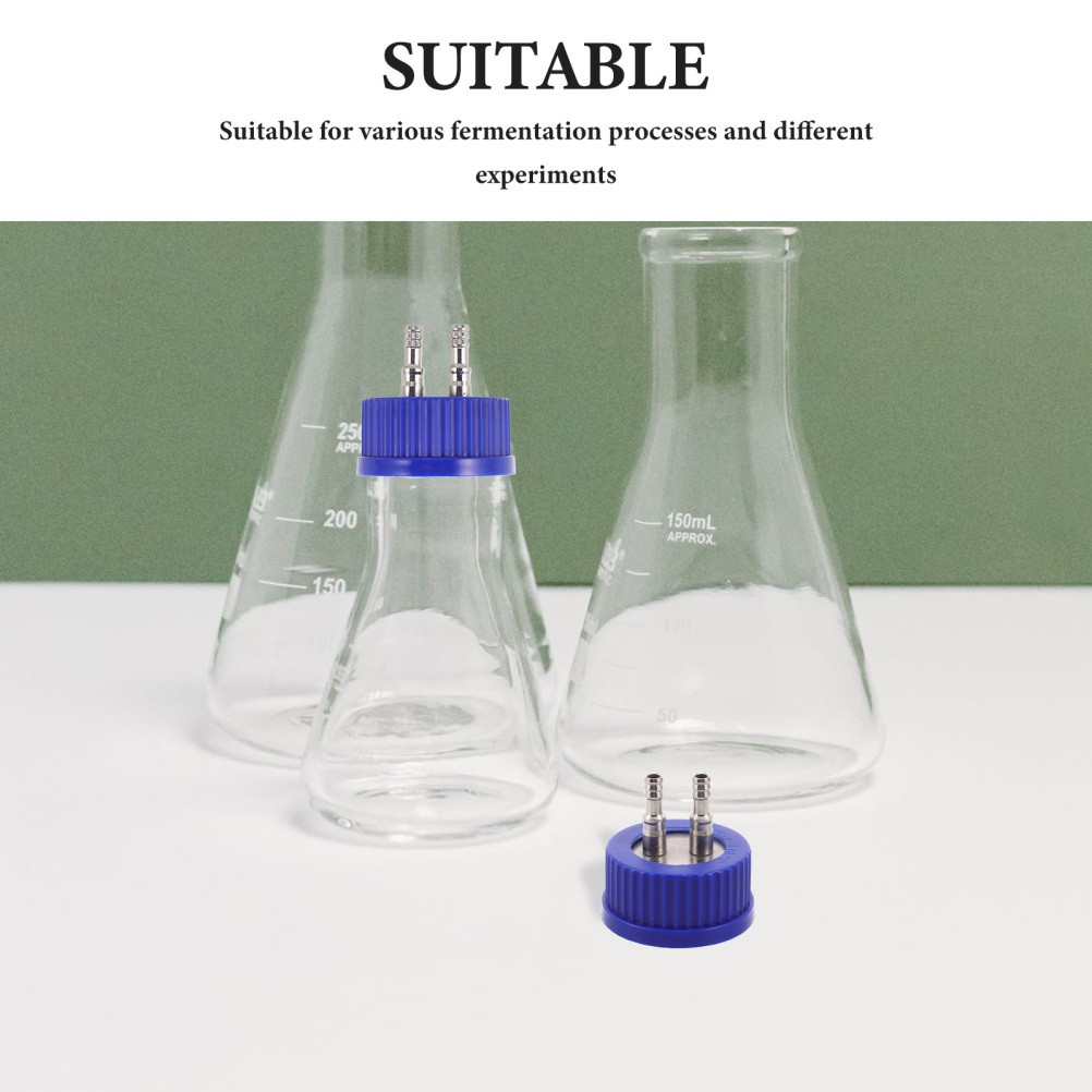 2Pcs Gl45 Plastic Metal Screw Caps with Hole for Lab Feeding and Culture Bottles