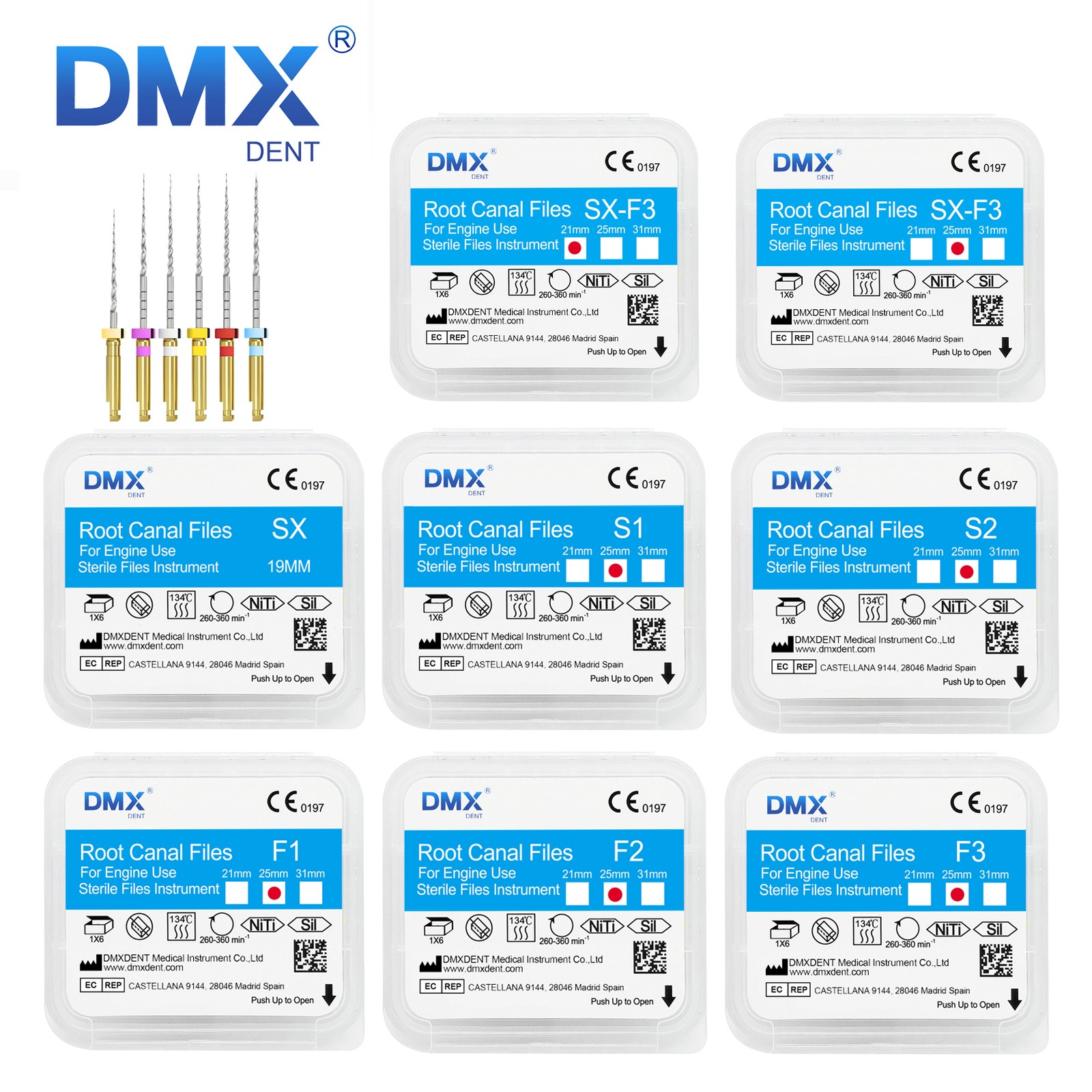 6x DMXDENT Dental Endo Rotary Files X-Pro Taper NITI Endodontic Root Canal File