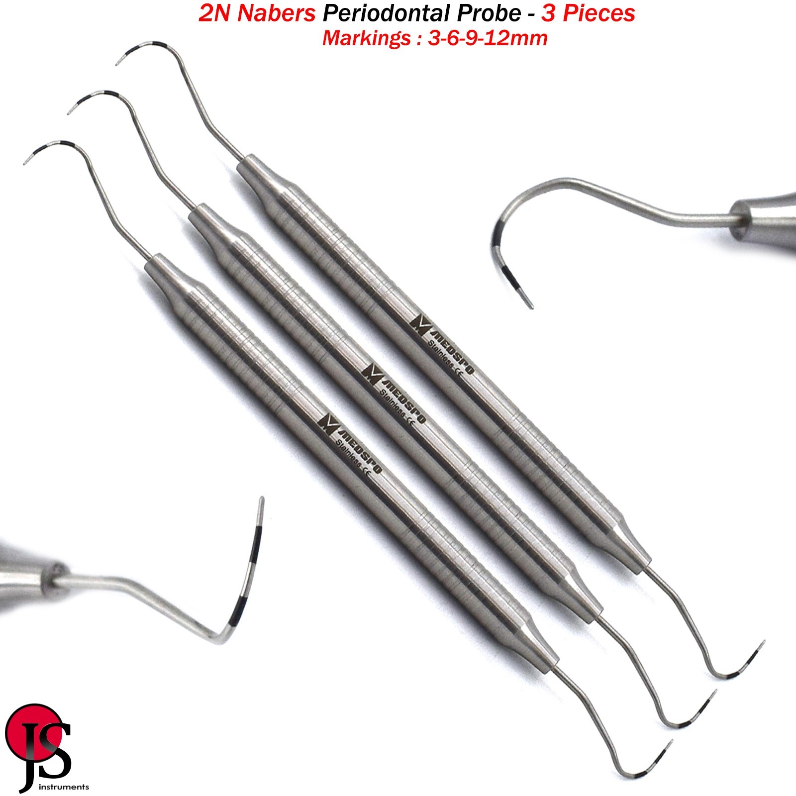 Dental Perio Probe Nabers 2N Furcation Color Coded Periodontal Instruments