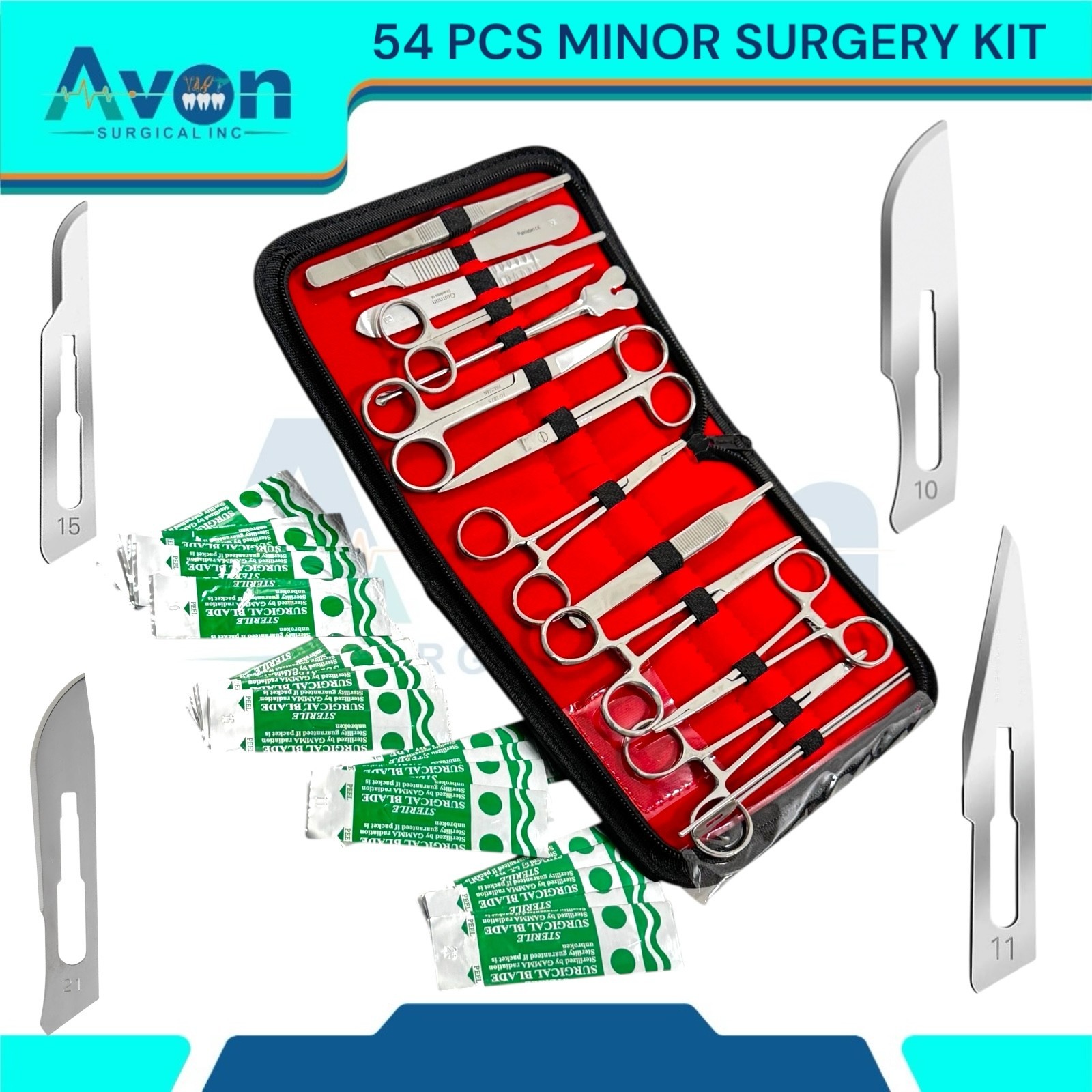 54 PCS MINOR SURGERY DISSECTION DISSECTING STUDENT KIT SURGICAL INSTRUMENTS