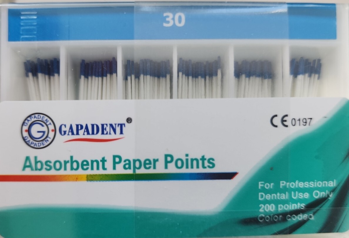 Gapadent Absorbent Paper Points Size 30 Box of 200 Dental