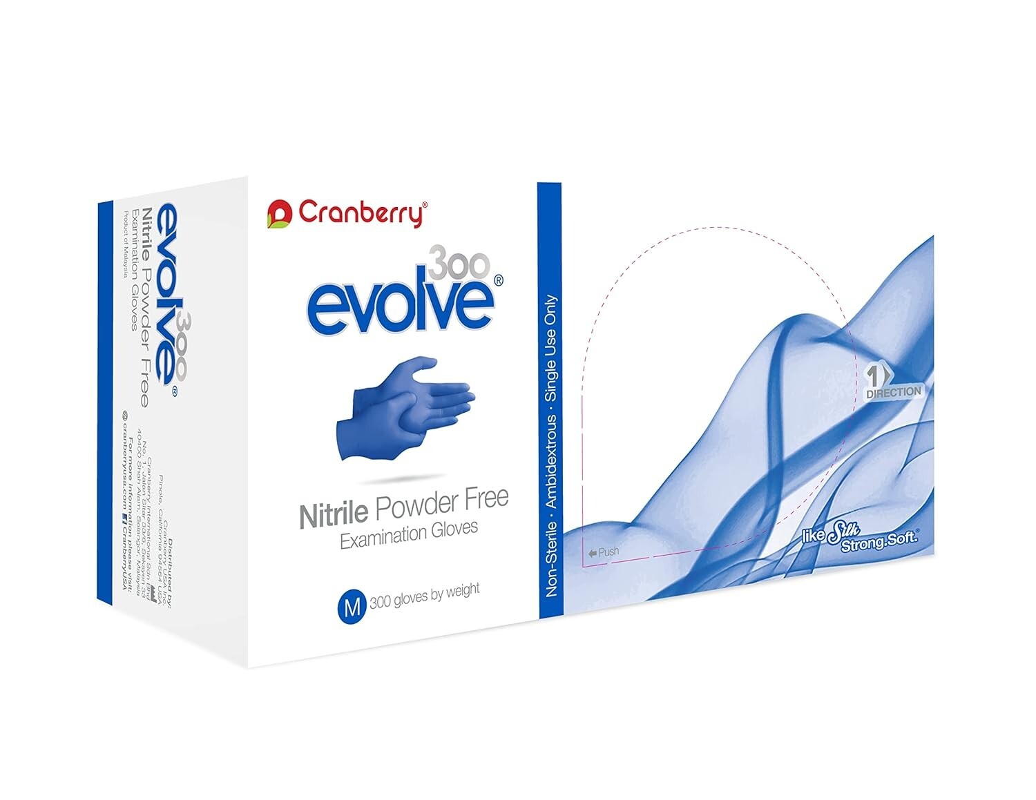 Evolve Nitrile Powder Free Exam Gloves, 2.0 mil, Large , 300 Count, Blue