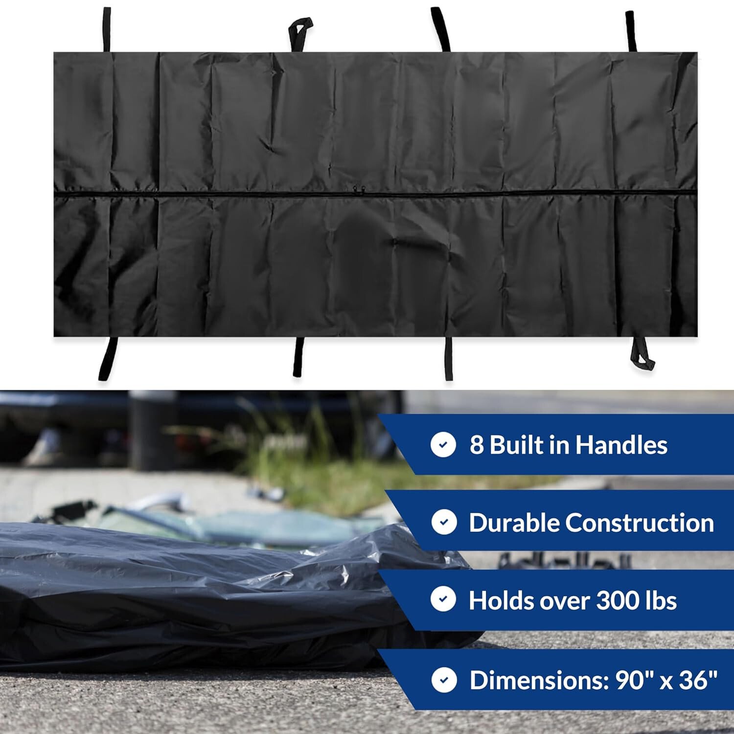 Ever Dixie Disposable Disaster Pouch Body Bag Stretcher Combo 8 Handles – Black