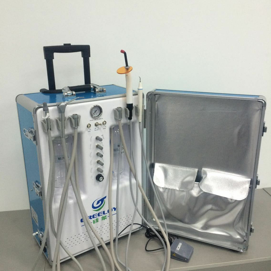 Greeloy Dental Portable Unit Air Compressor+Curing Light+Scaler GU-P206S 4H/2H