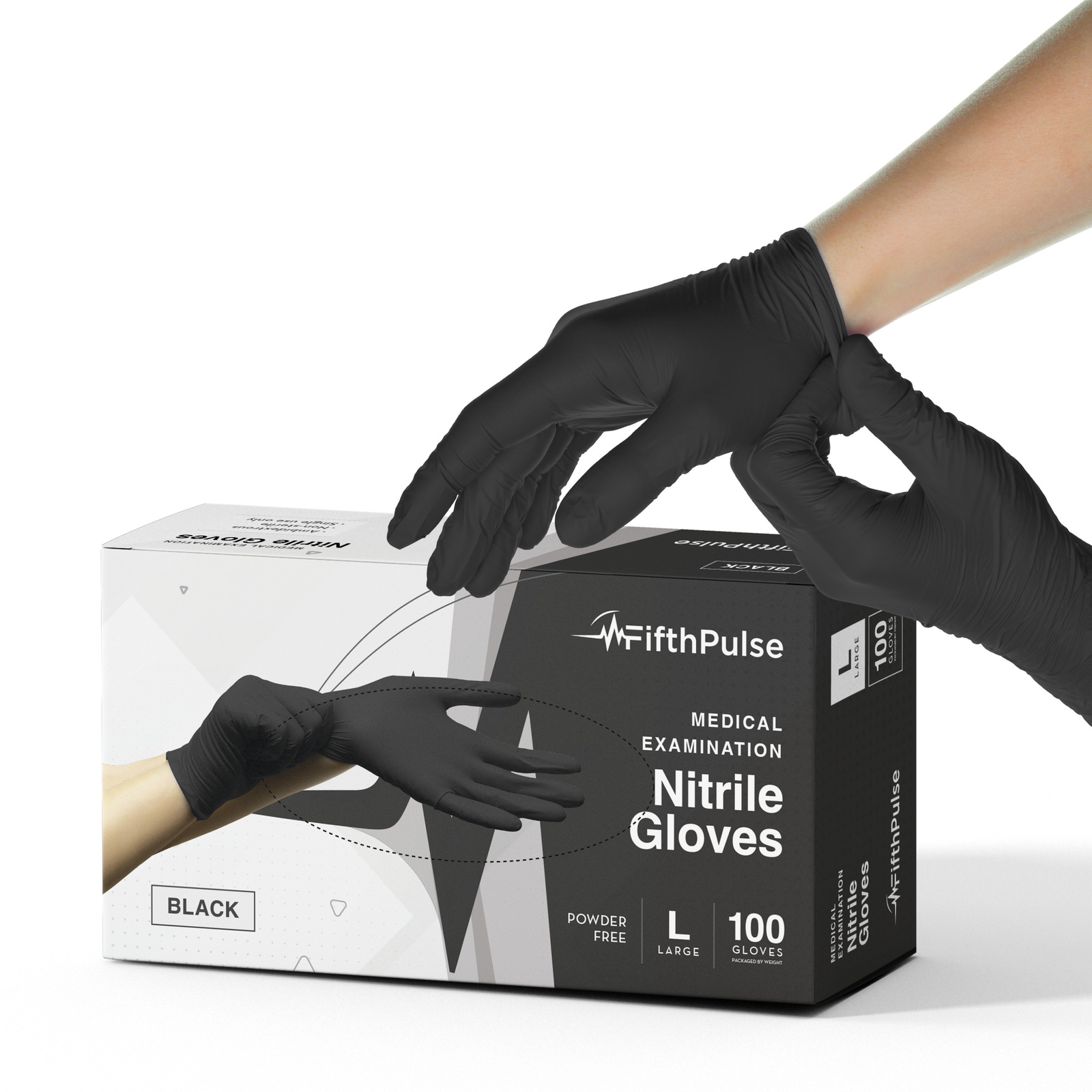 Fifth Pulse Nitrile Exam Latex Free & Powder Free Gloves – Black