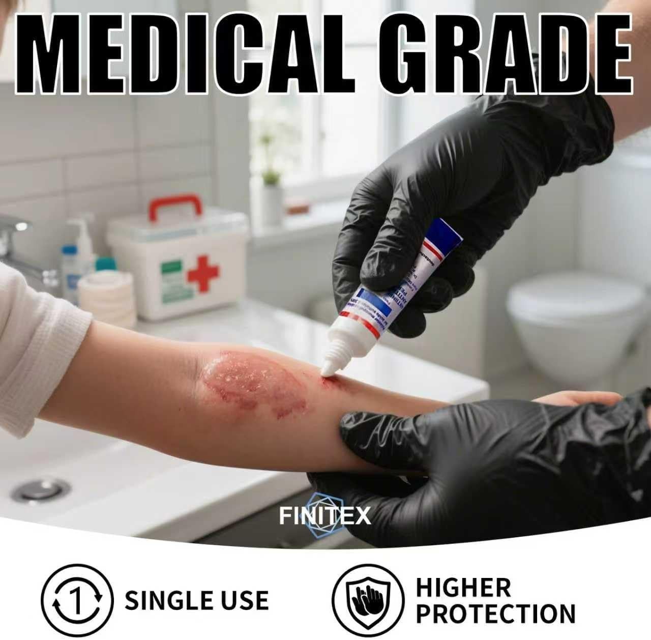 Ambidextrous Black Nitrile Disposable Gloves – 3mil, Powder Free & Textured Grip