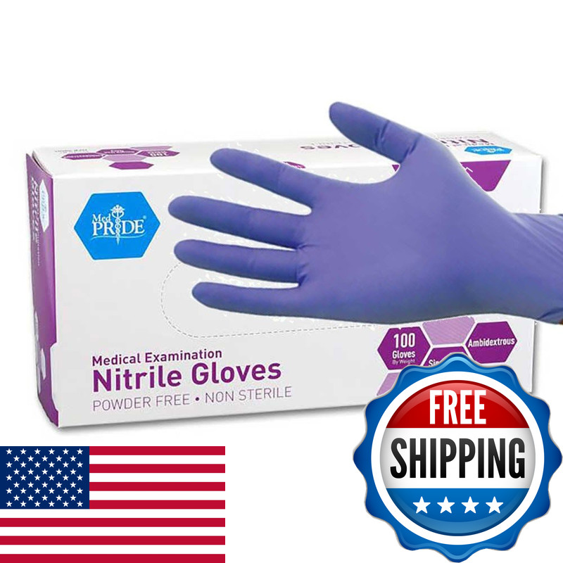 Med Pride Medpride Powder-Free Nitrile Exam Gloves Iris Blue Medium Box/100