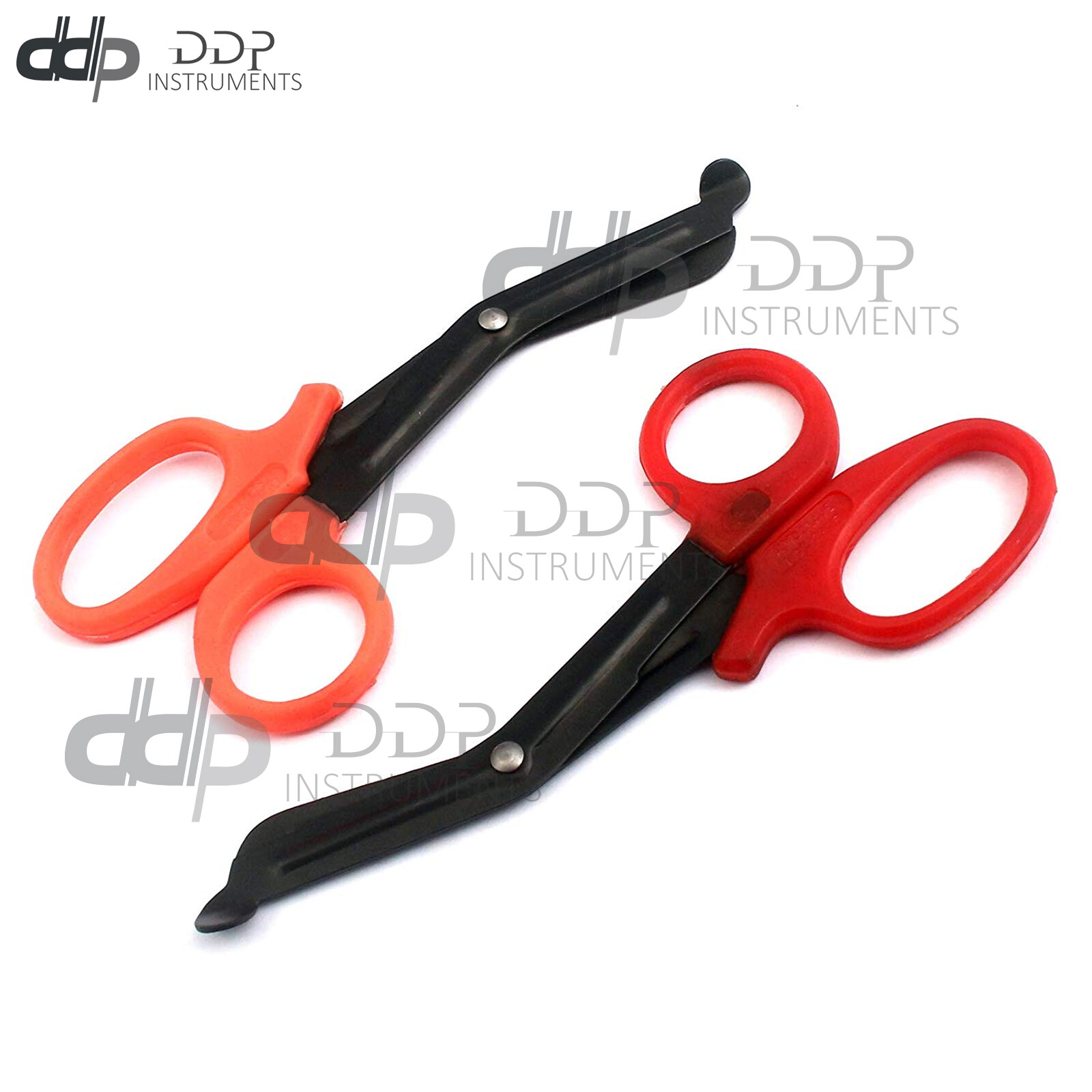 2 (Orange RED) Fluoride Black Coated Trauma Paramedic EMT Shears Scissors 5.5″
