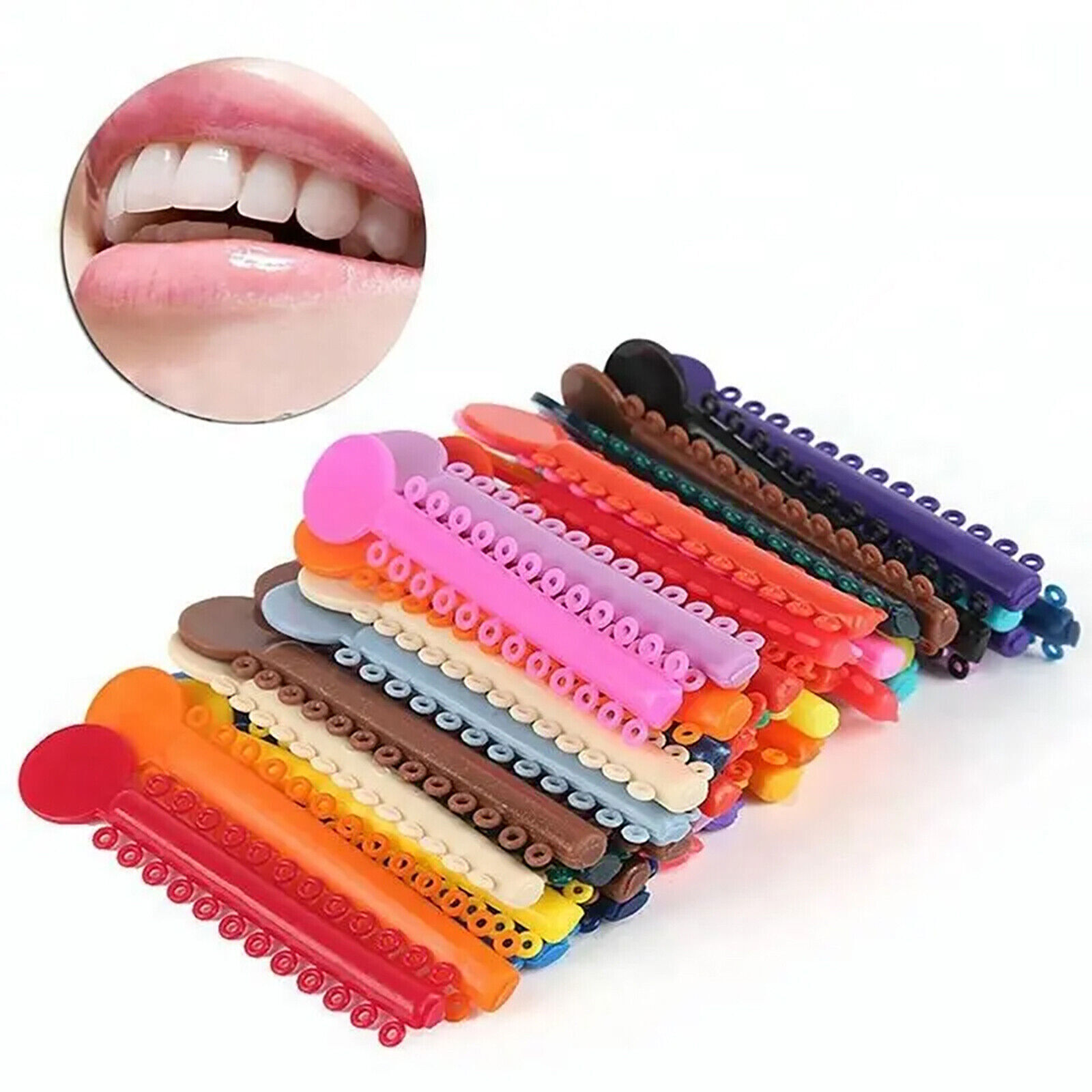 1040pcs Dental Orthodontic Ligature Ties Braces Elastic Rubber Bands Mixed Color