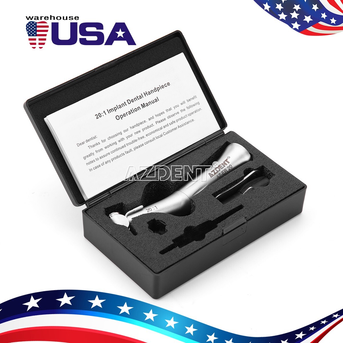 Dental Implant Contra Angle 20:1 Reduction Surgical Handpiece Button Fit For NSK