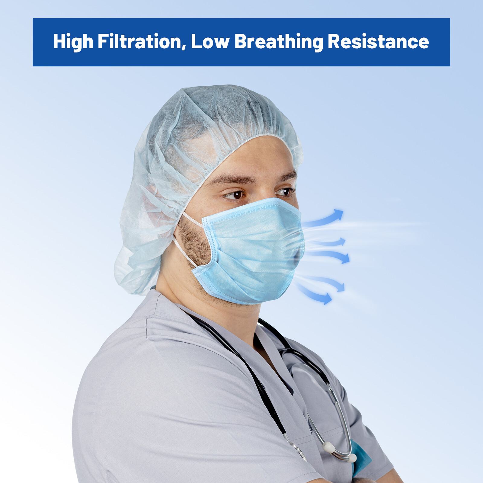 50pcs/box ASTM Medical Masks Adult Size Level 3 Four-Layer 17.5*9.5cm Assorted