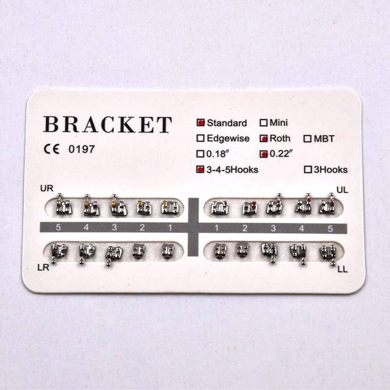 Dental Orthodontic Metal Brackets Braces .022 Hooks 345 Mini/Standard MBT/Roth