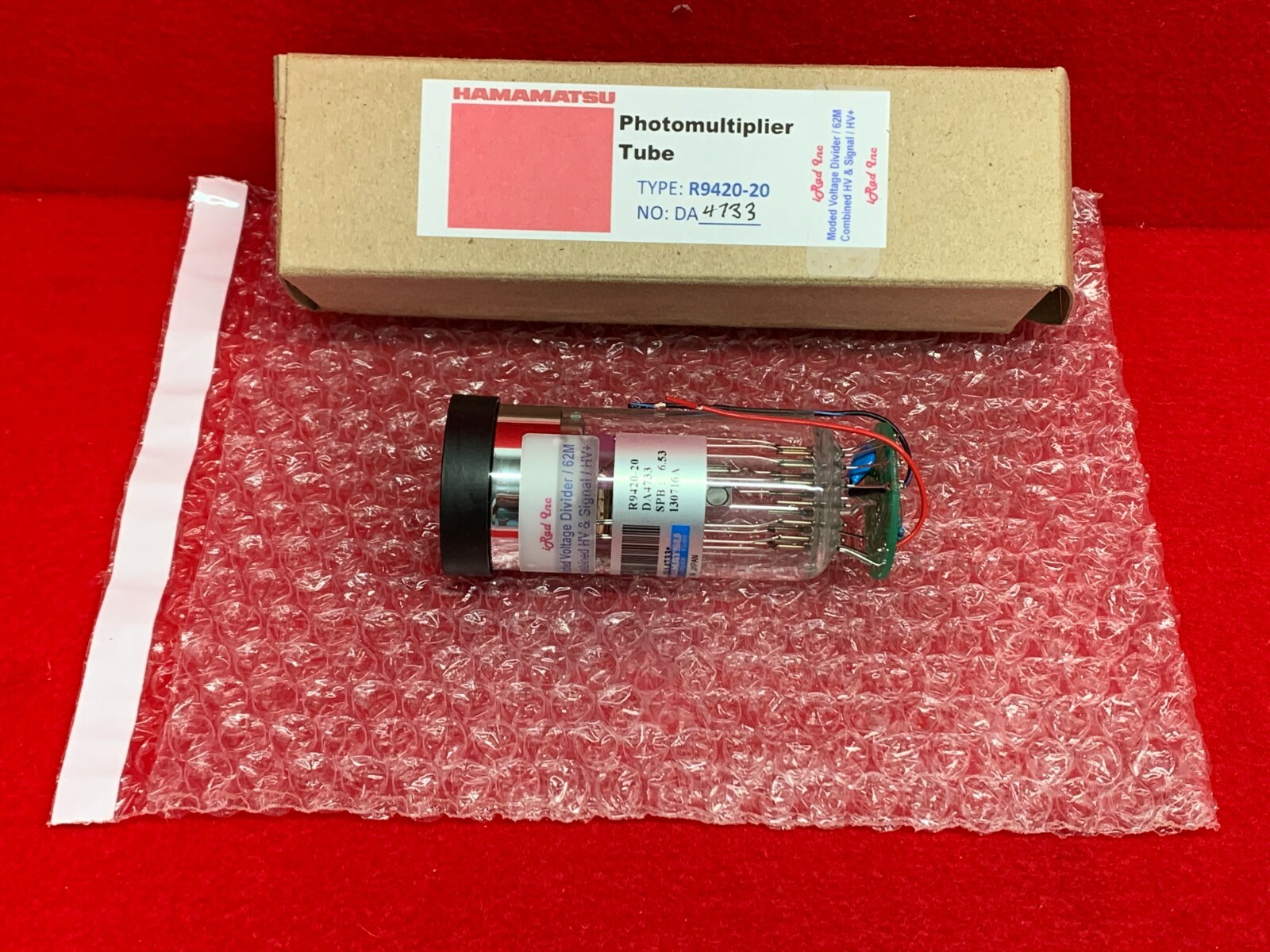 HAMAMATSU R9420 Photomultiplier Tube 1-1/2″ (38mm) Spectroscopy PMT w/62 Meg VD