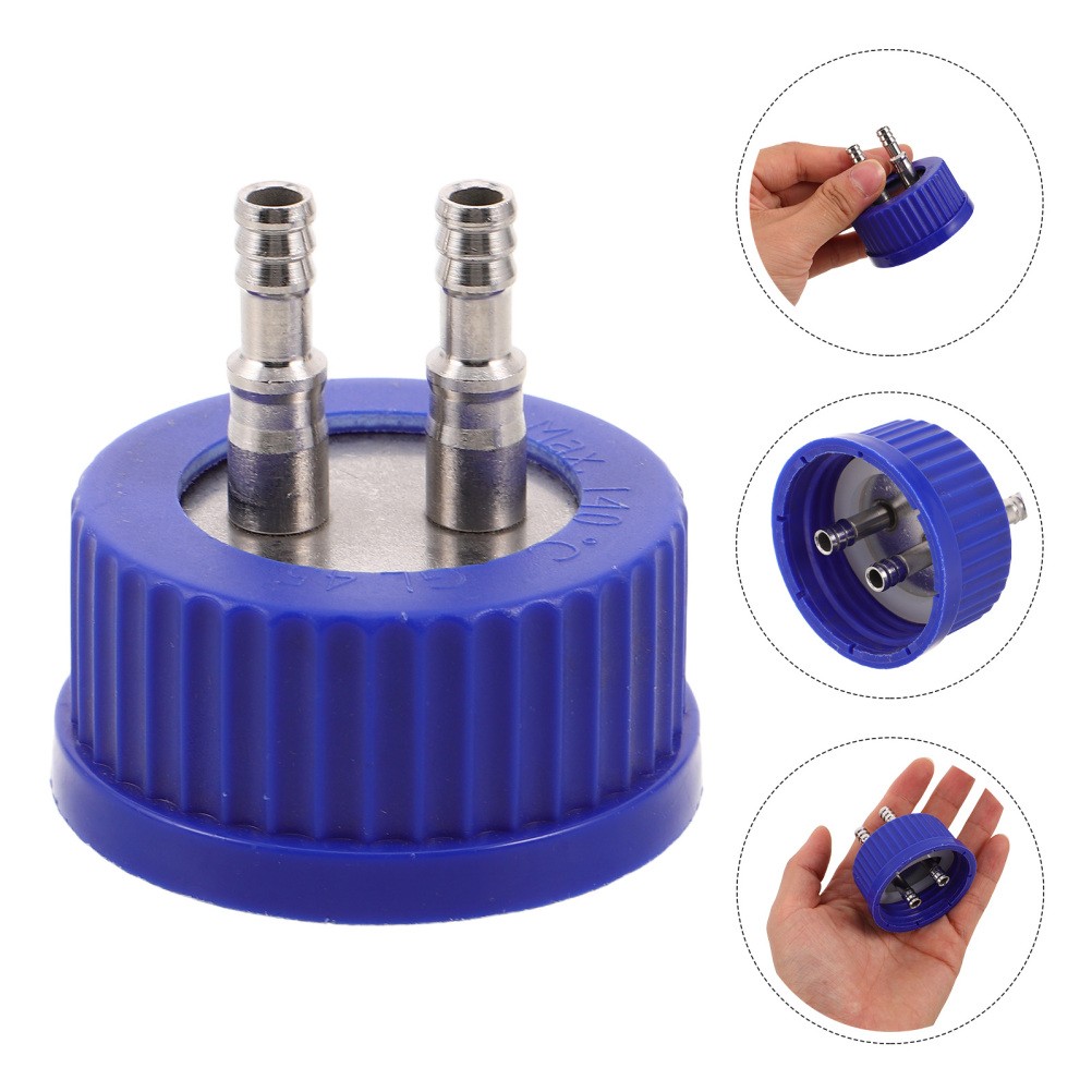 2Pcs Gl45 Plastic Metal Screw Caps with Hole for Lab Feeding and Culture Bottles