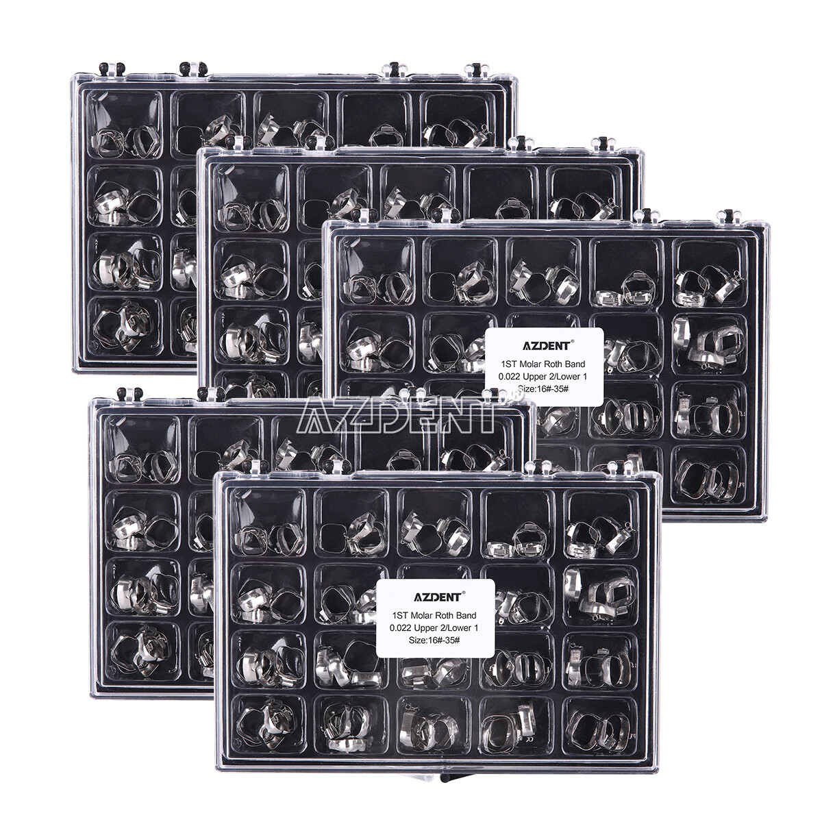 80Pcs AZDENT Dental Orthodontic 16#-35 Bands with Buccal Tube 1st Molar Roth.022