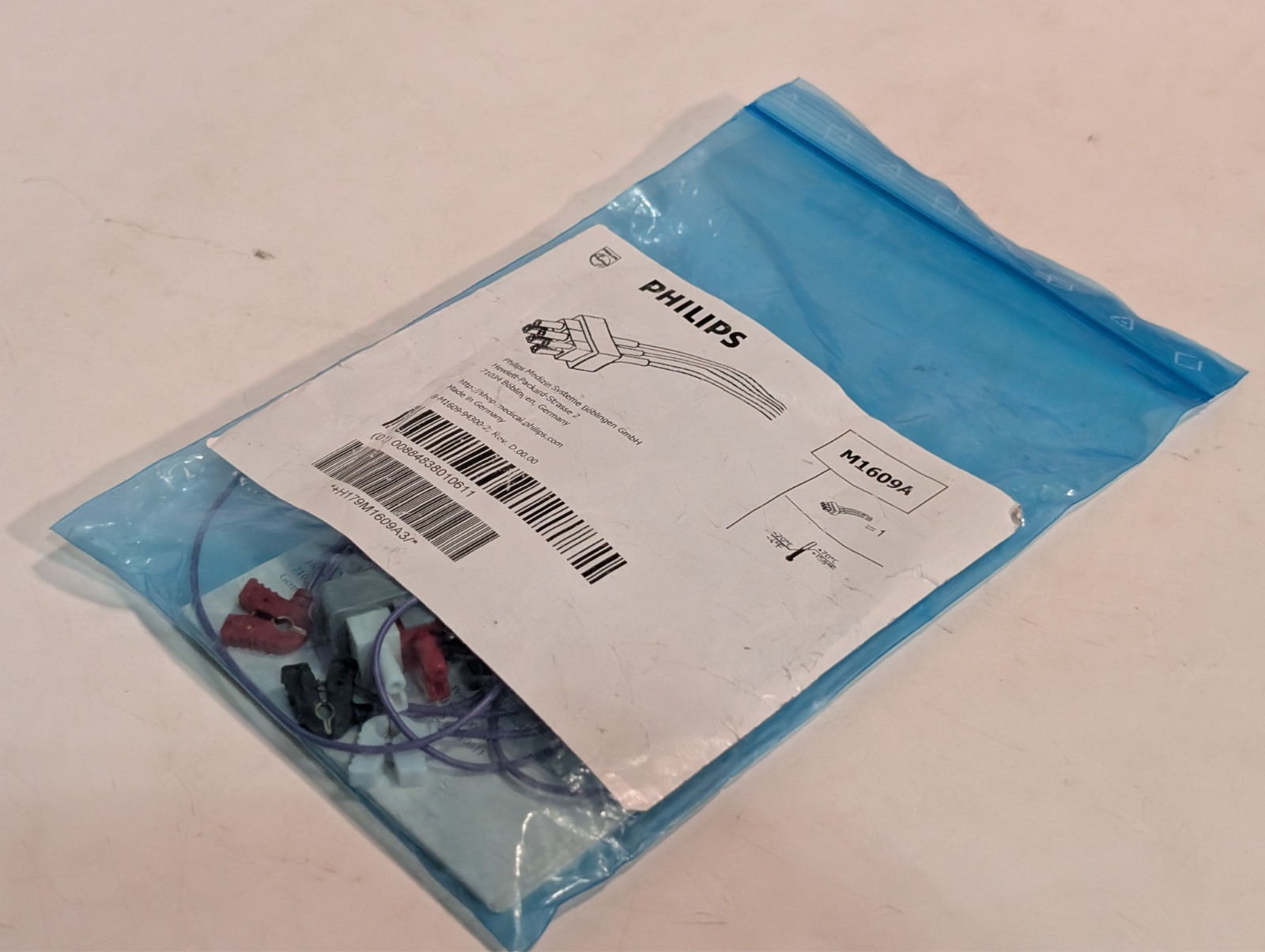 Philips M1609A ECG safety cable 3-lead grabber AAMI lead set as shown
