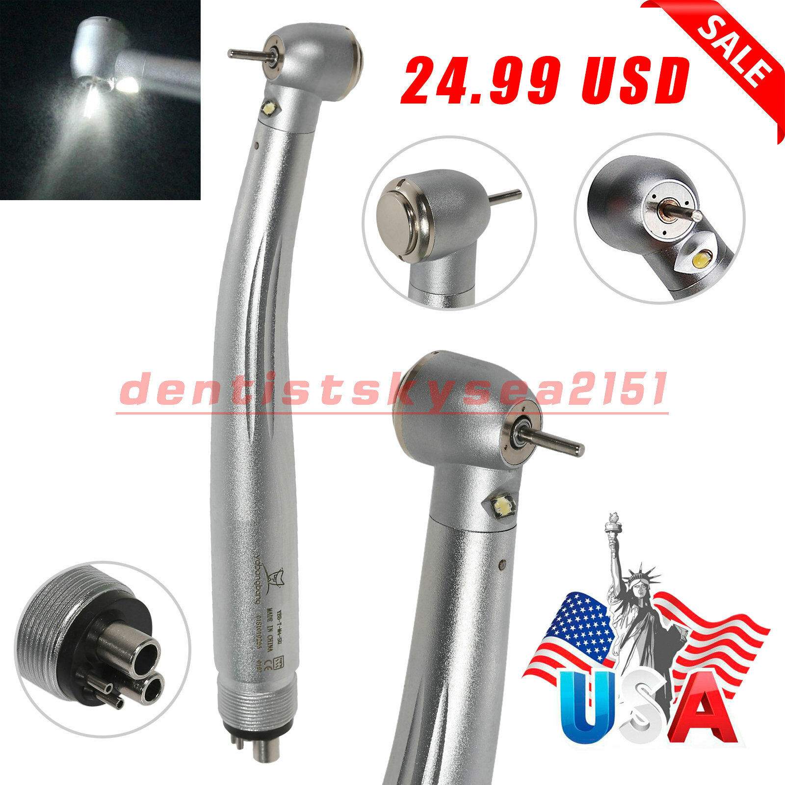Yabang E-generator Dental LED Fiber Optic /High Speed Handpiece 2/4 hole FDA UPS