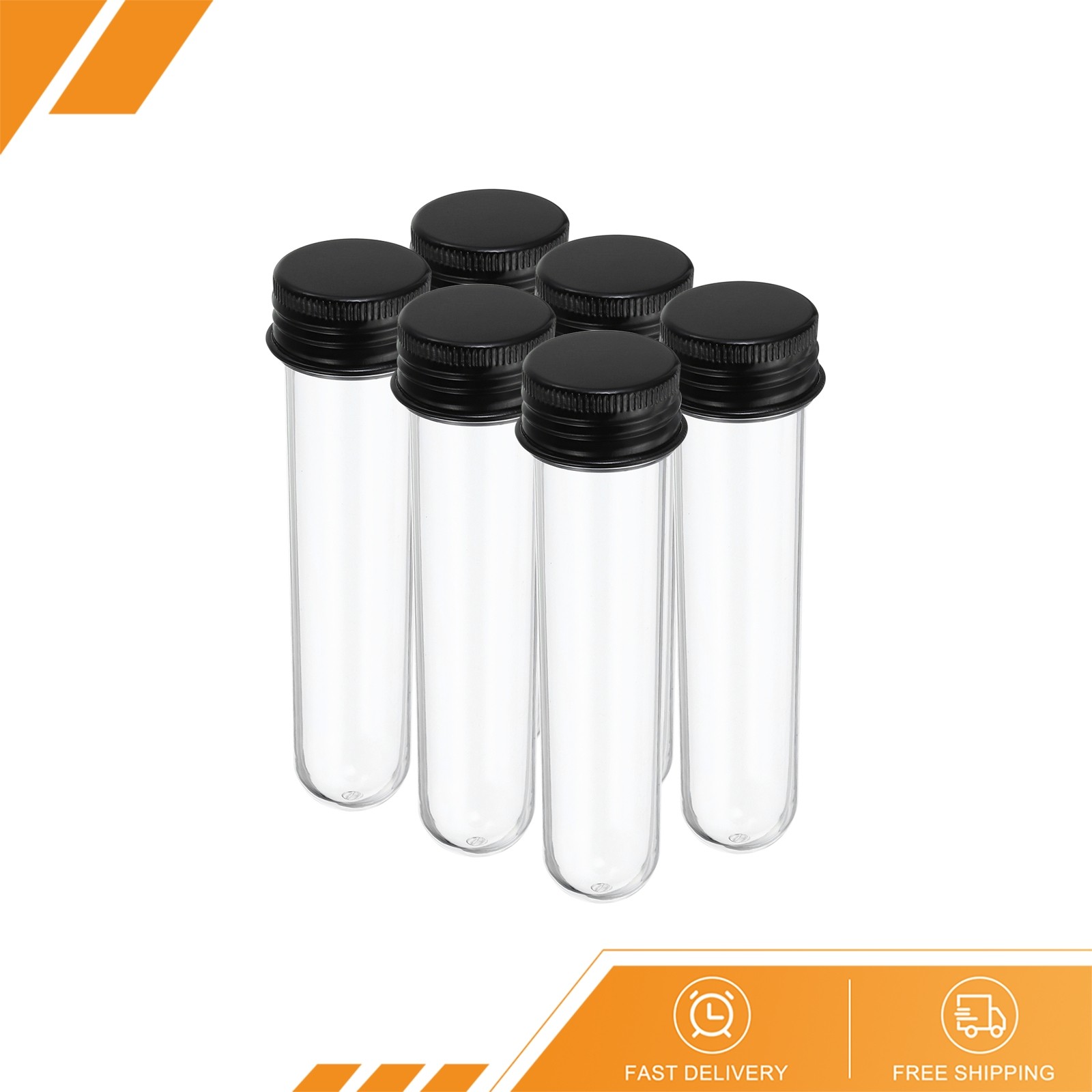 6Pack 30ml Plastic Test Tubes with Screw Caps 109x27mm Tubes Black