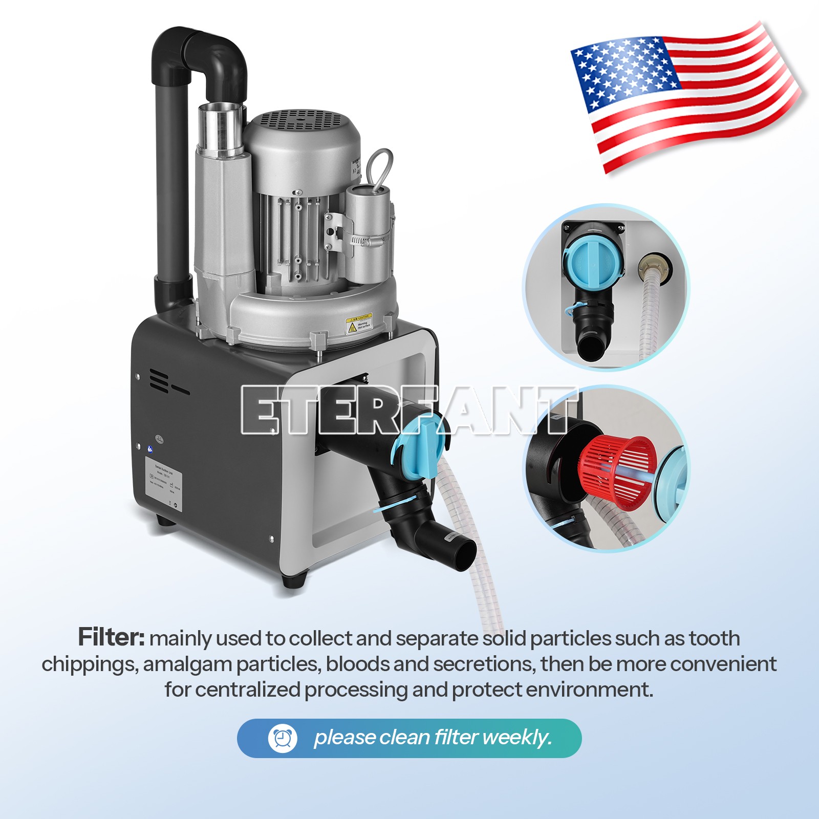 ETERFANT Dental Suction Machine Semi-Dry Type Vacuum System DE101 600L/min