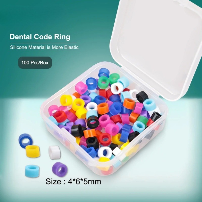100 Pcs Dental Silicone Code Rings Instrument Autoclavable 135ºC Assorted Color