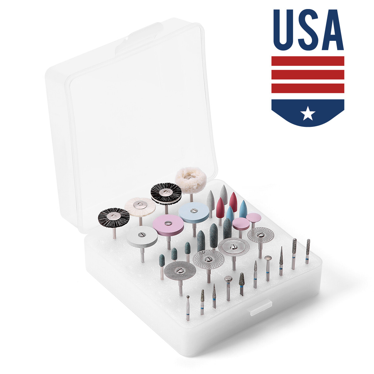 35pcs Dental Polishing HP Kit Diamond Burs 2.35mm For Ceramic Porcelain Grinding