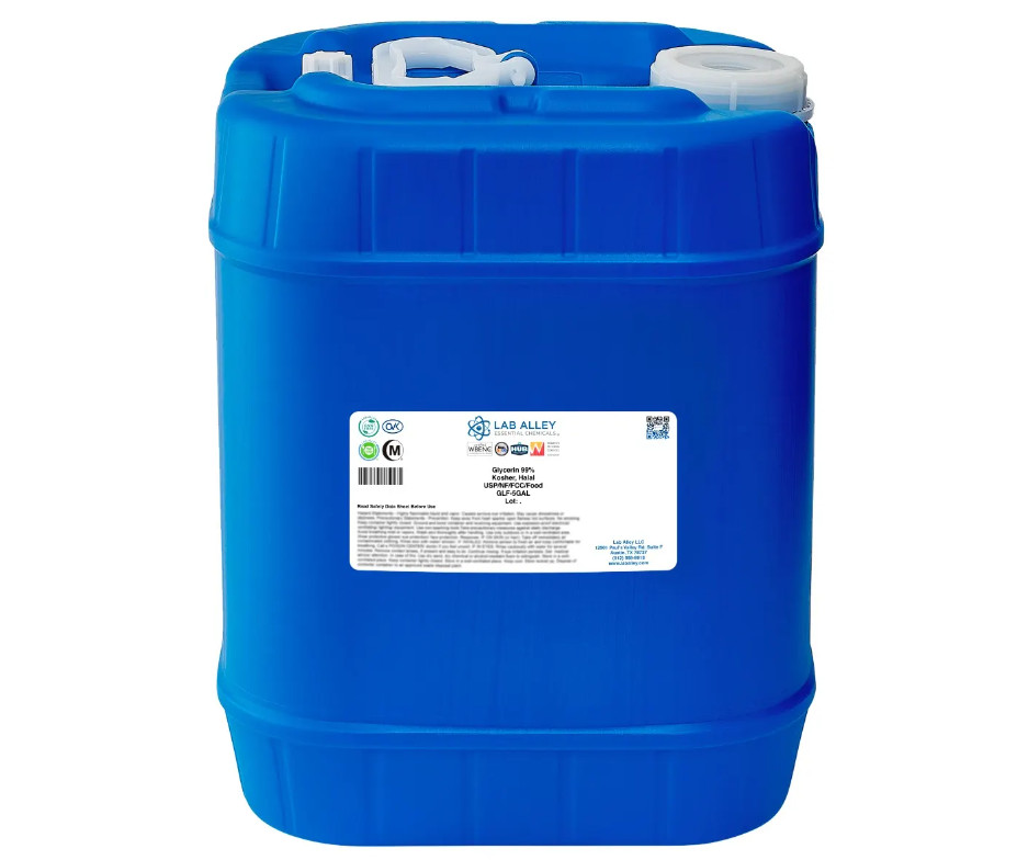 Lab Alley Glycerin 99% USP/NF/FCC/Food Grade, Kosher, Halal – 5GAL !!