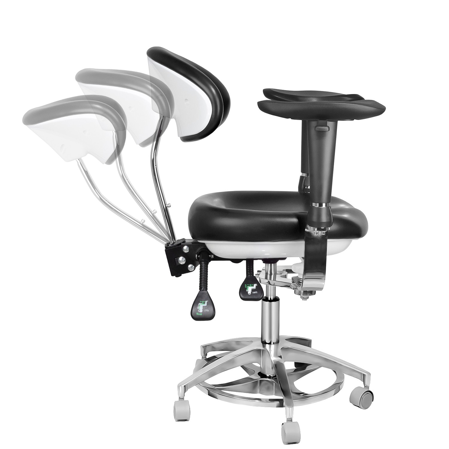 Imported PU Leather Dental 360° Mobile Dynamic Adjustable Chair with Armrest USA