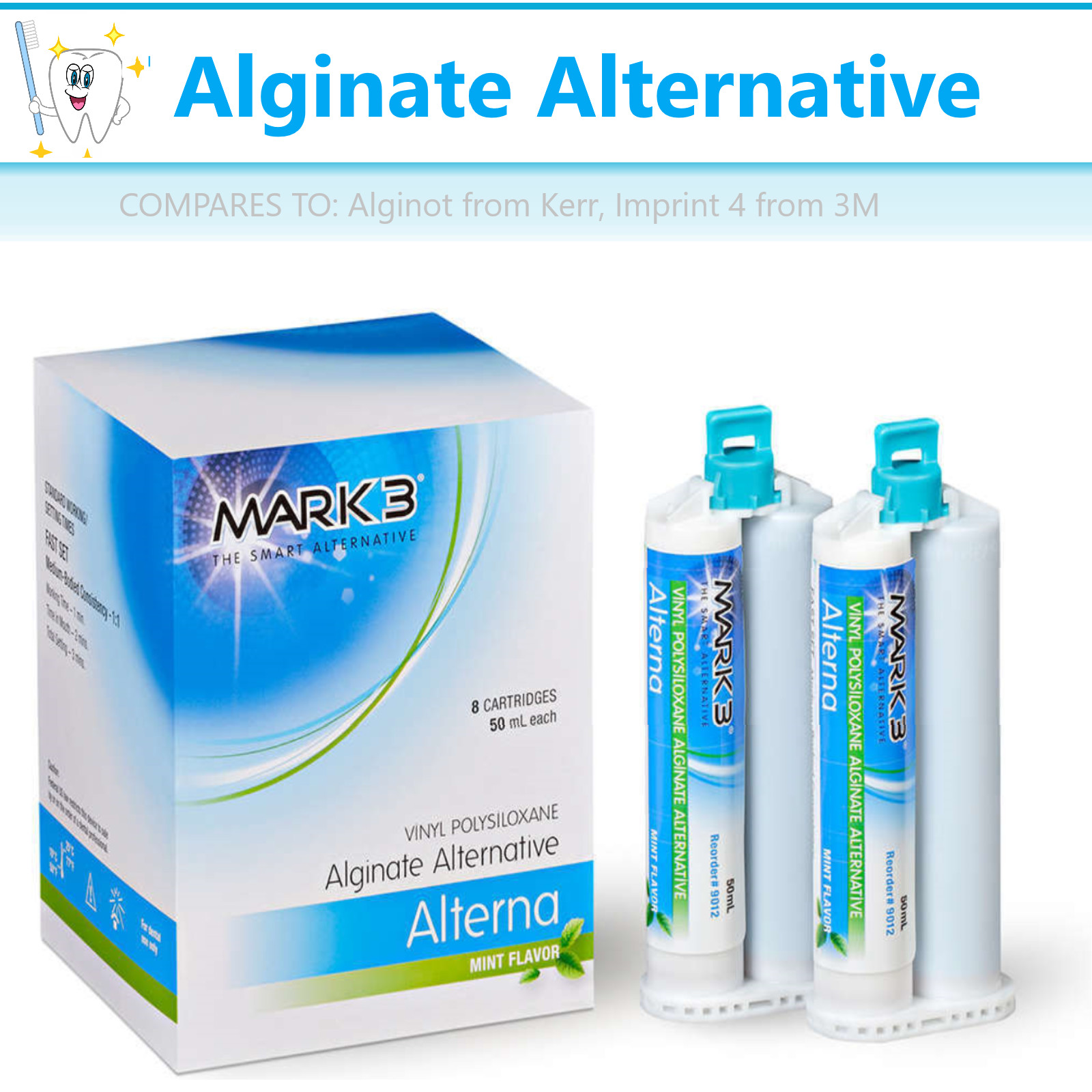 Dental Alginate Substitute Alternative Upto 8 x 50mL Cartridges, Fast Set -#9012