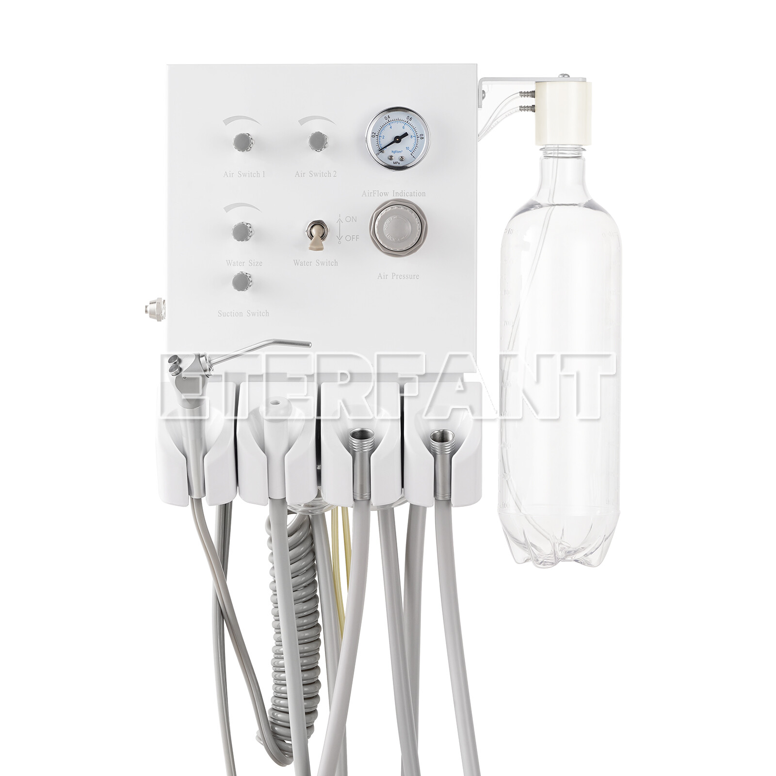 ETERFANT Portable Dental Turbine Unit Work with Air Compressor 4H+3 Way Syringe