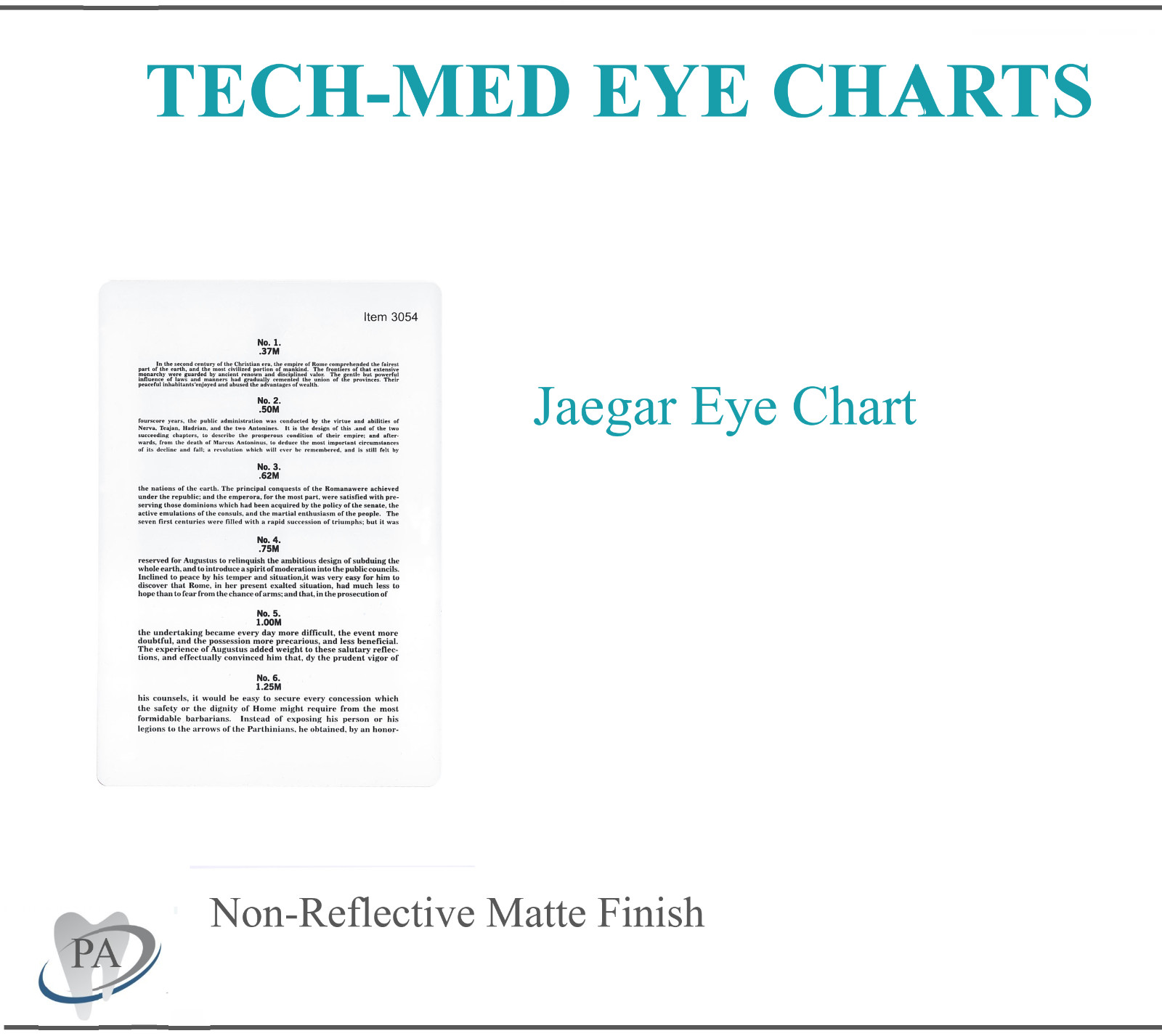 TECH-MED Snellen Eye Chart Visual Acuity Chart 22×11 inches, 5 Models, 20 ft