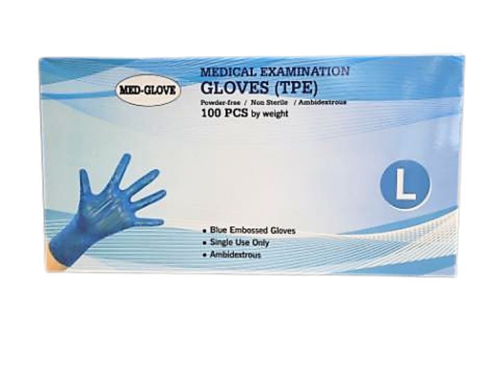 Blue Medical Exam Gloves (TPE) Powder Free / Non Sterile / Ambidextrous