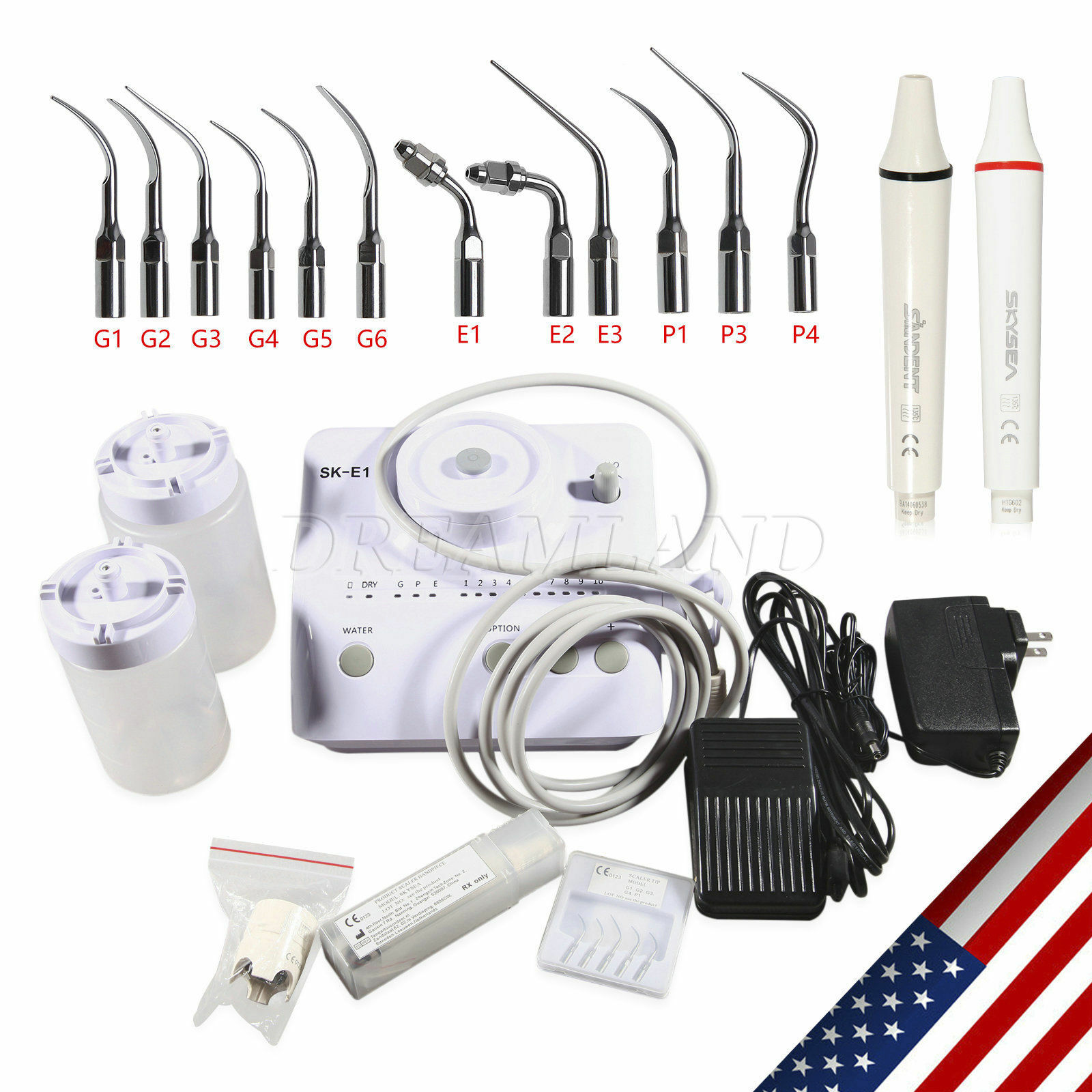 FDA SK-E1 Dental Ultrasonic scaler 2 Bottles fit EMS Handpiece Perio Endo Tips