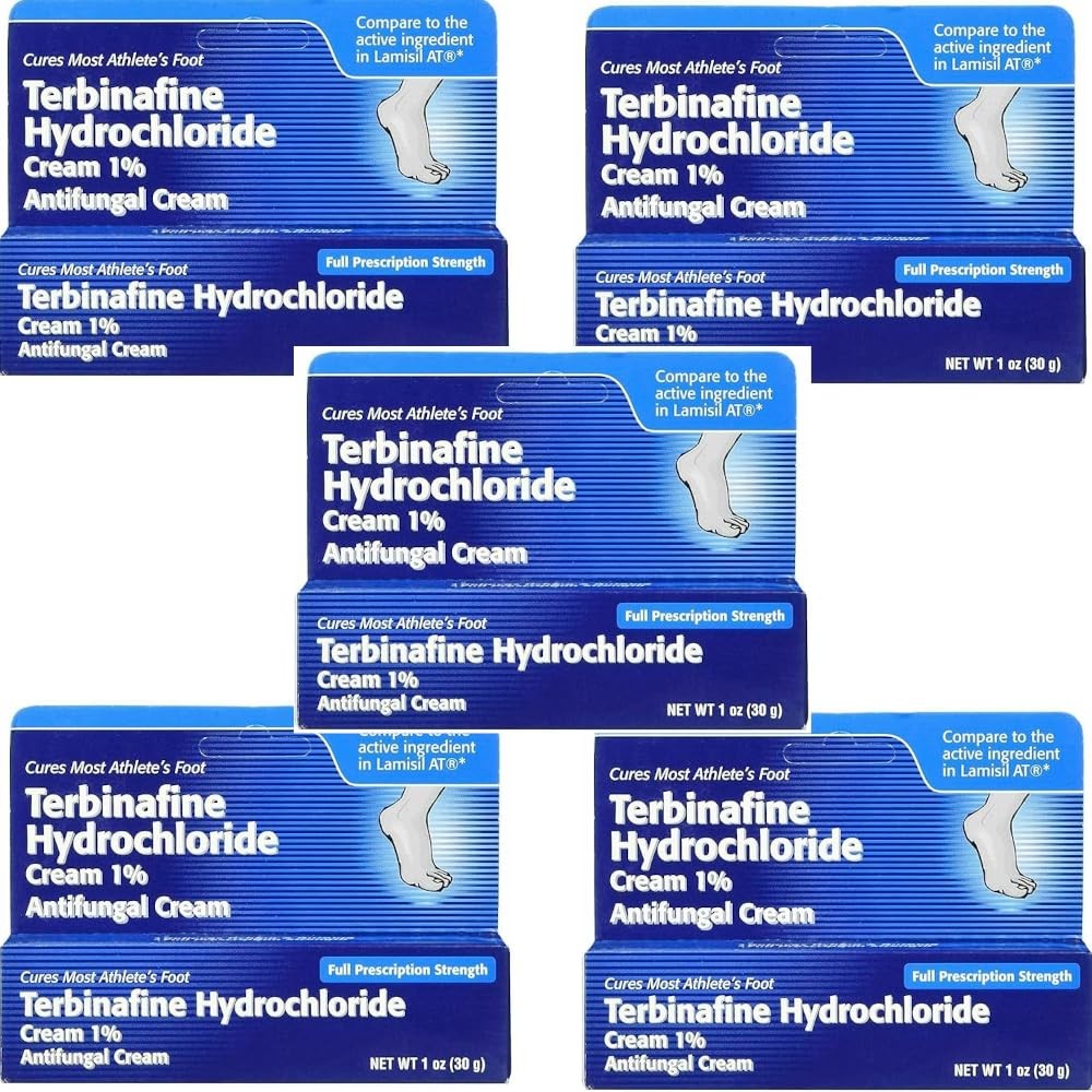 Terbinafine Hydrochloride 1% Athlete’s Foot AntiFungal Cream 5 Pack 1oz Fast Rel