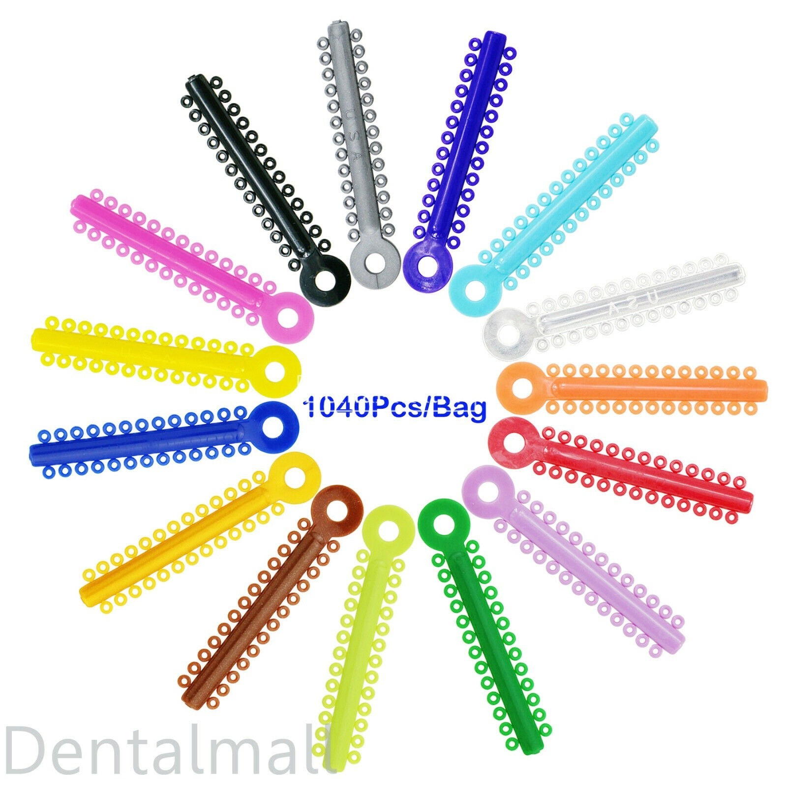 Dental Ortho Ligature Ties Elastic Rubber Bands 1040Pcs For Teeth Bracket Brace
