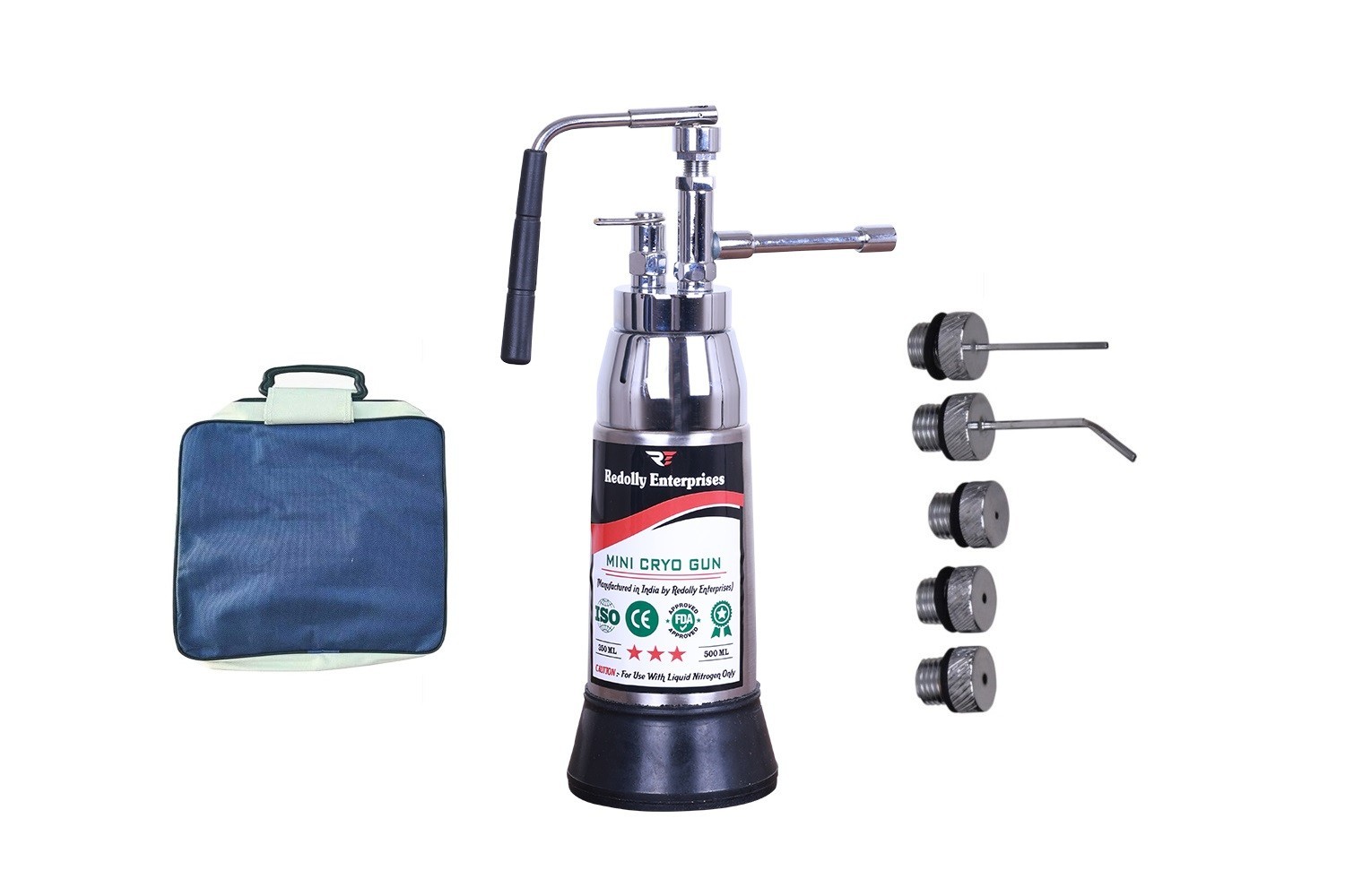 Light Weight, Cryo Can Liquid Nitrogen Sprayer 350 Empty Spray 5 Probe With