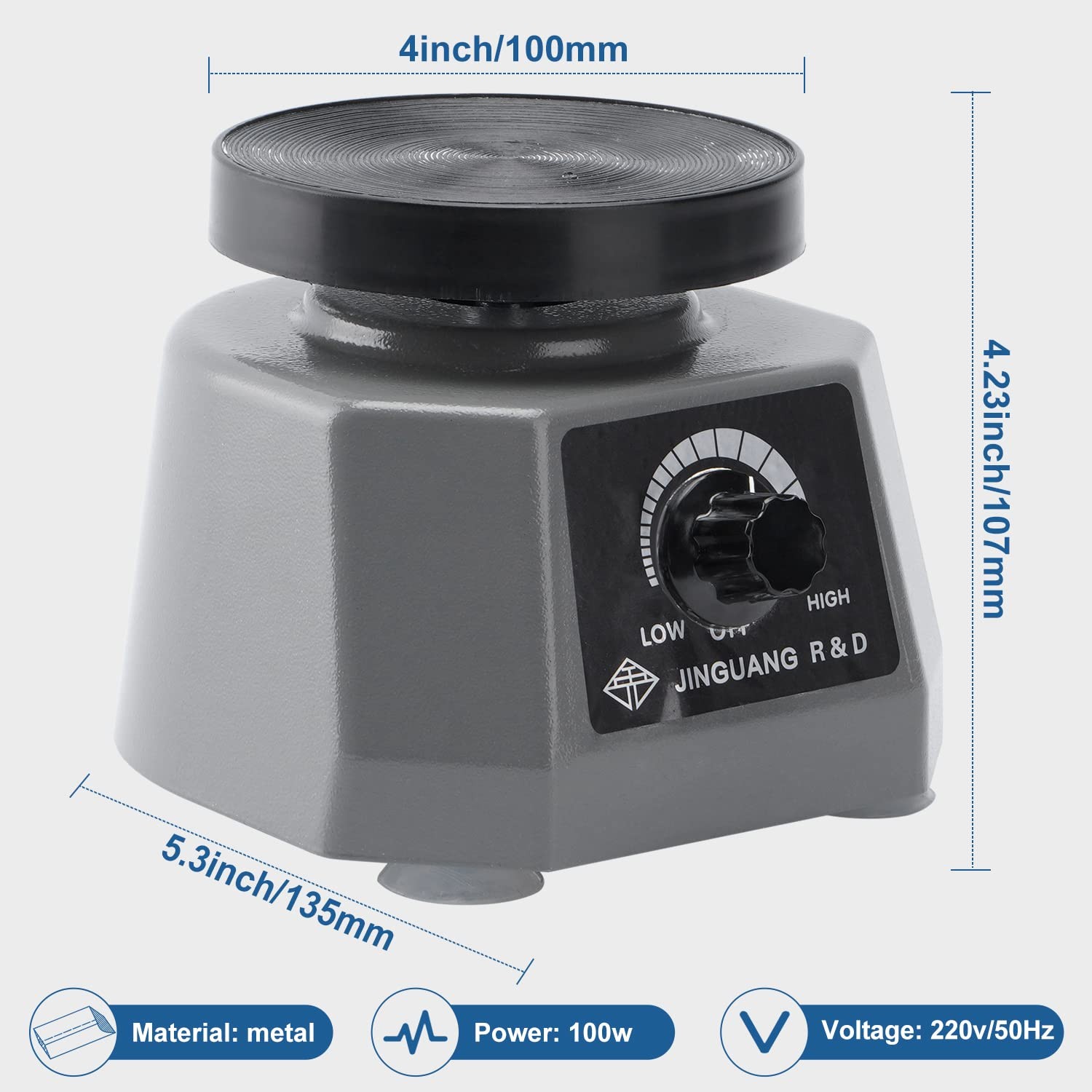 Dental Lab Vibrator 4″ Round Oscillator Gypsum Mixing Machine Plaster Vibrator