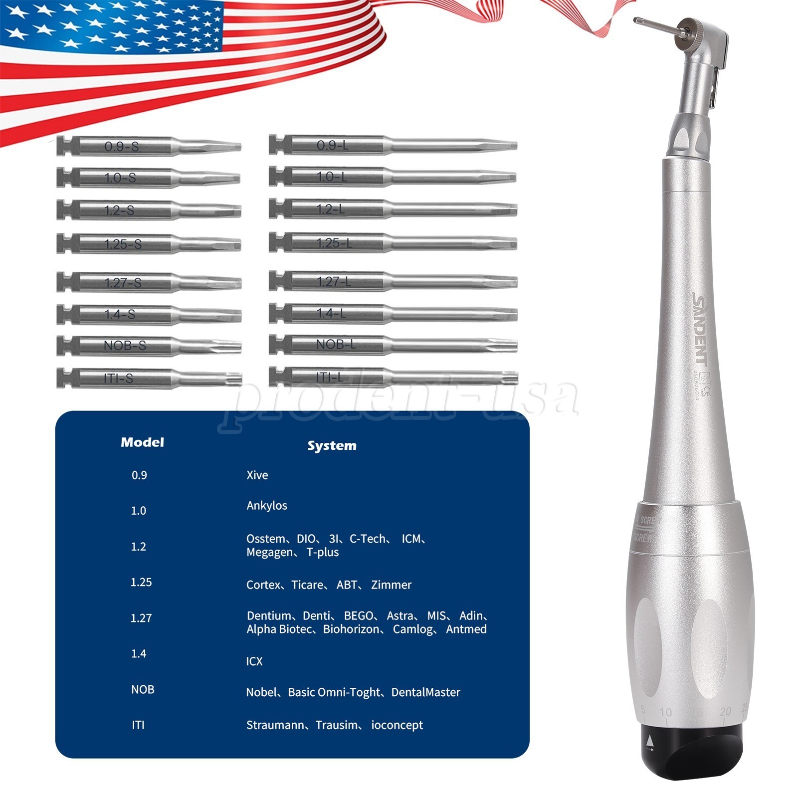 Dental Universal Implant Kit Torque Wrench Contra Angle Handpiece & 16 Drivers
