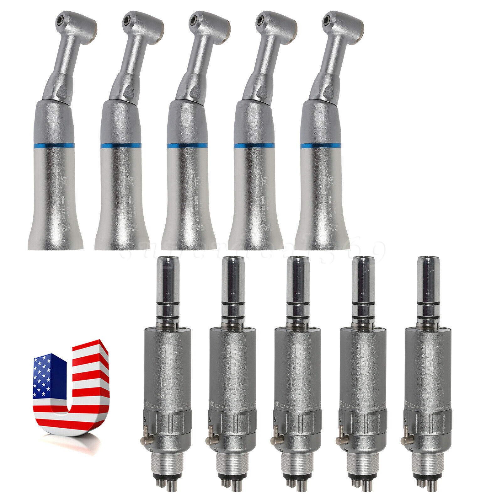 1-5 pcs Dental Low Speed Push Button Contra Angle /Air Motor 2/4H Fit NSK YAD Or