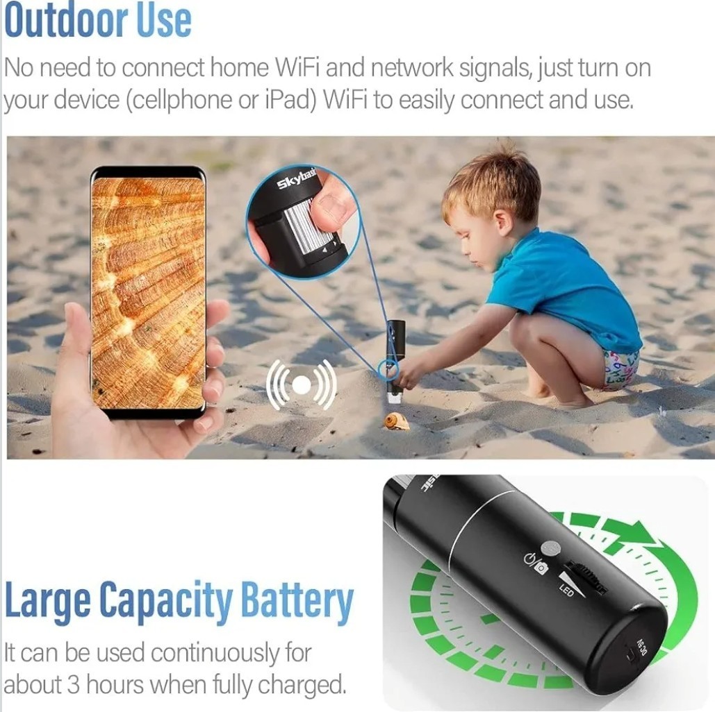 Wireless Digital Microscope 50X-1000X Magnification WiFi Portable Handheld