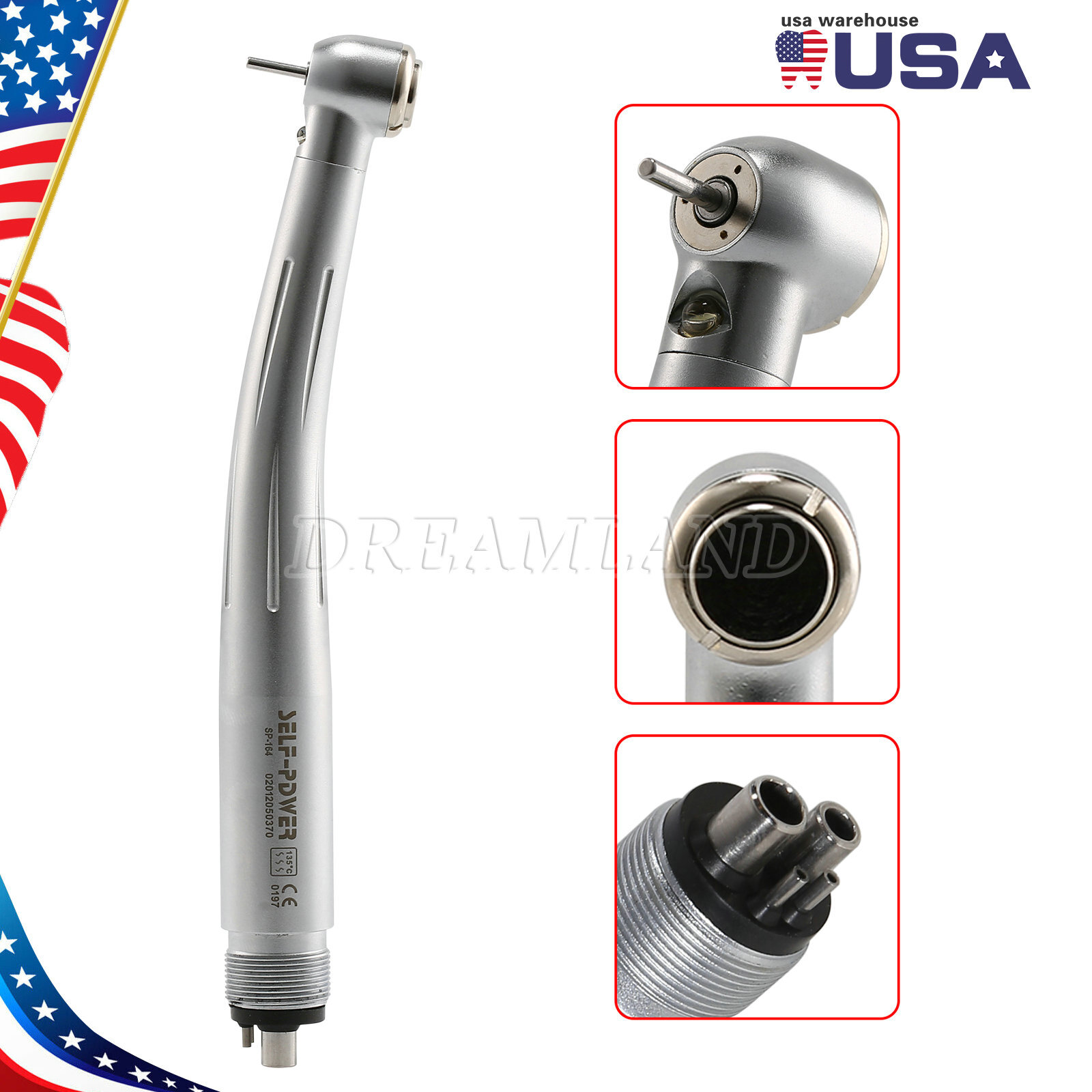 NSK Style Dental Fiber Optic LED E-generator High Speed Handpiece Turbine 4 HOLE