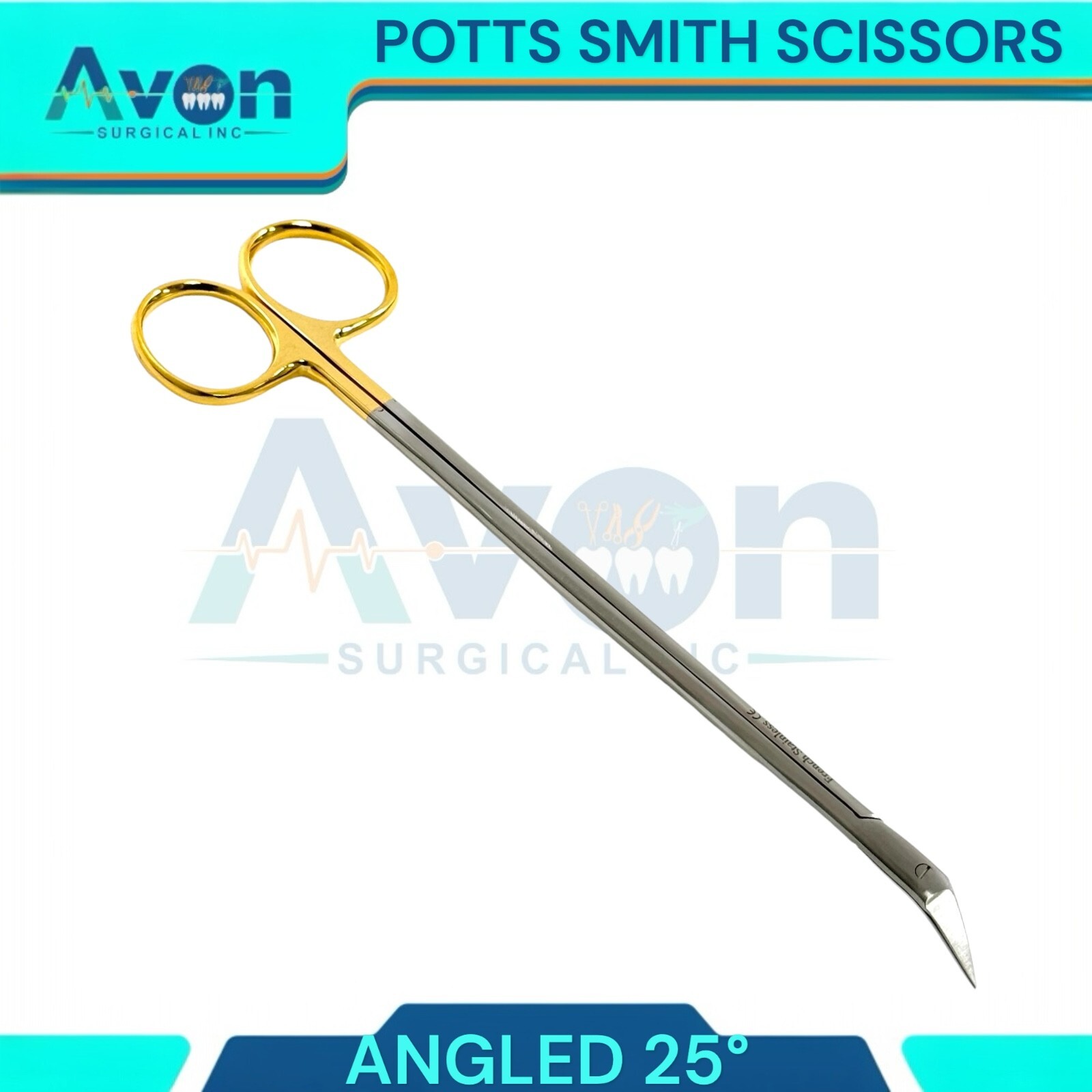 Vascular Scissors Potts Smith, Angled to 25° & 90° Right Angle – Gold Handle 2PK