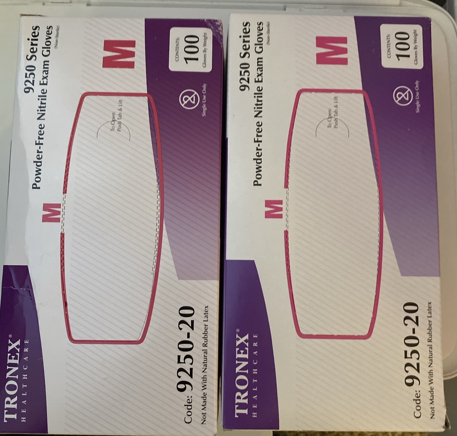 Lot Of 2 TRONEX 9250-20 NITRILE TEXTURED EXAM GLOVES MEDIUM BOX of 100 You Get 2