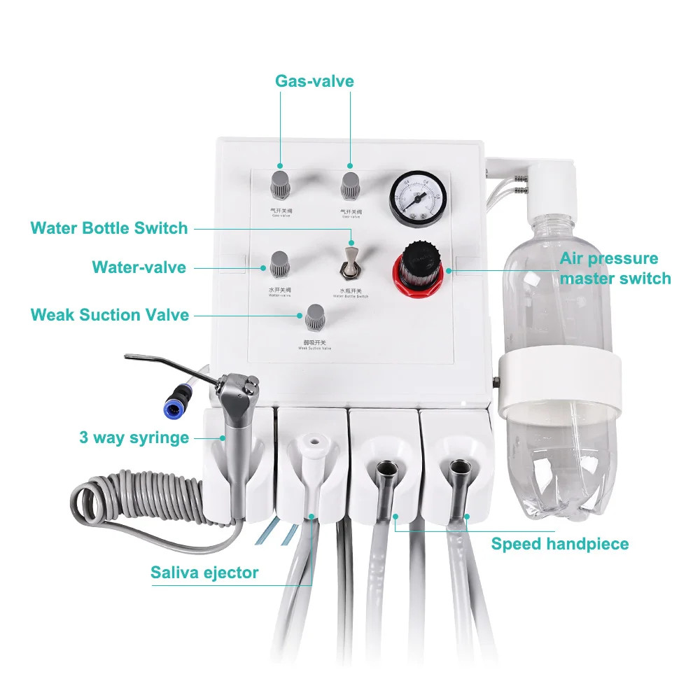 Portable Dental Delivery Turbine Unit Wall Mounted Turbine 3-way Syringe 2/4Hole