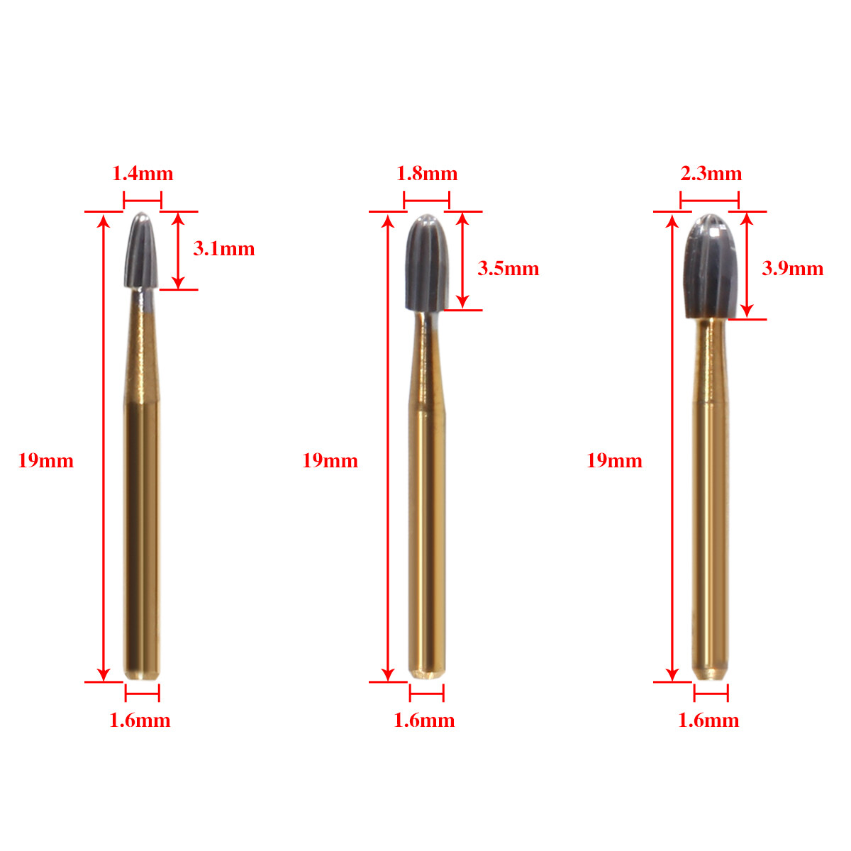 Dental Bur Trimming & Finishing Burs Carbide Burs FG 7901 /7902 /7406 /7408 Gold