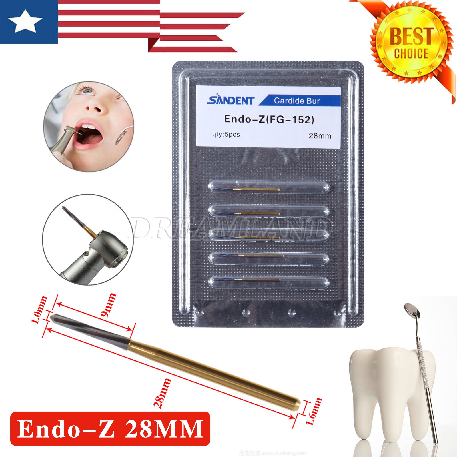 5-50pcs Dental Surgical Endo-Z Bur Carbide Tungsten Finishing cutter FG burs SJK