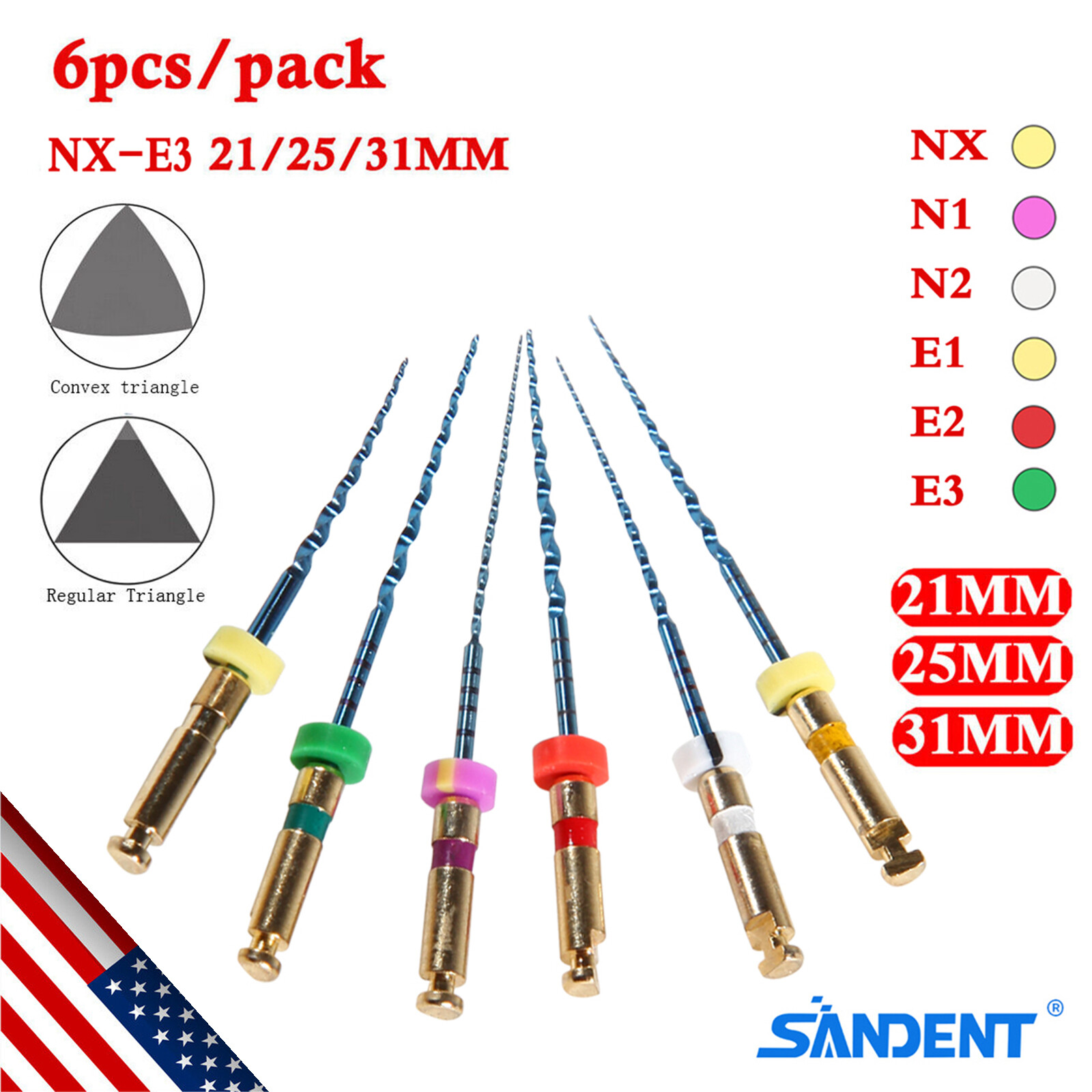 21mm 25mm 31mm Dental Endo Rotary Files NITI Endodontic Files Tips SANDENT ns